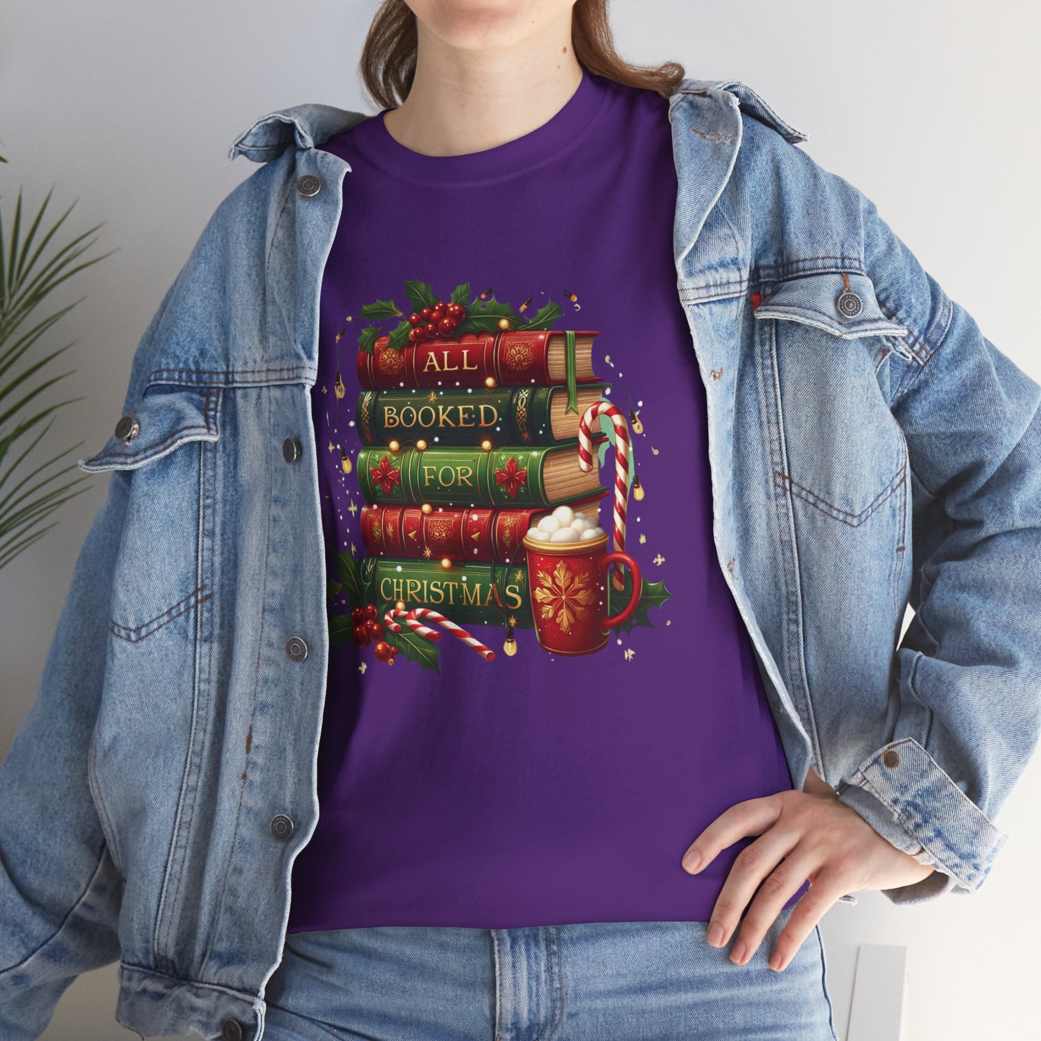 All Booked for Christmas T-Shirt, Holiday Book Lover Tee, Cozy Christmas Reading Gift, Gifts for Ladies