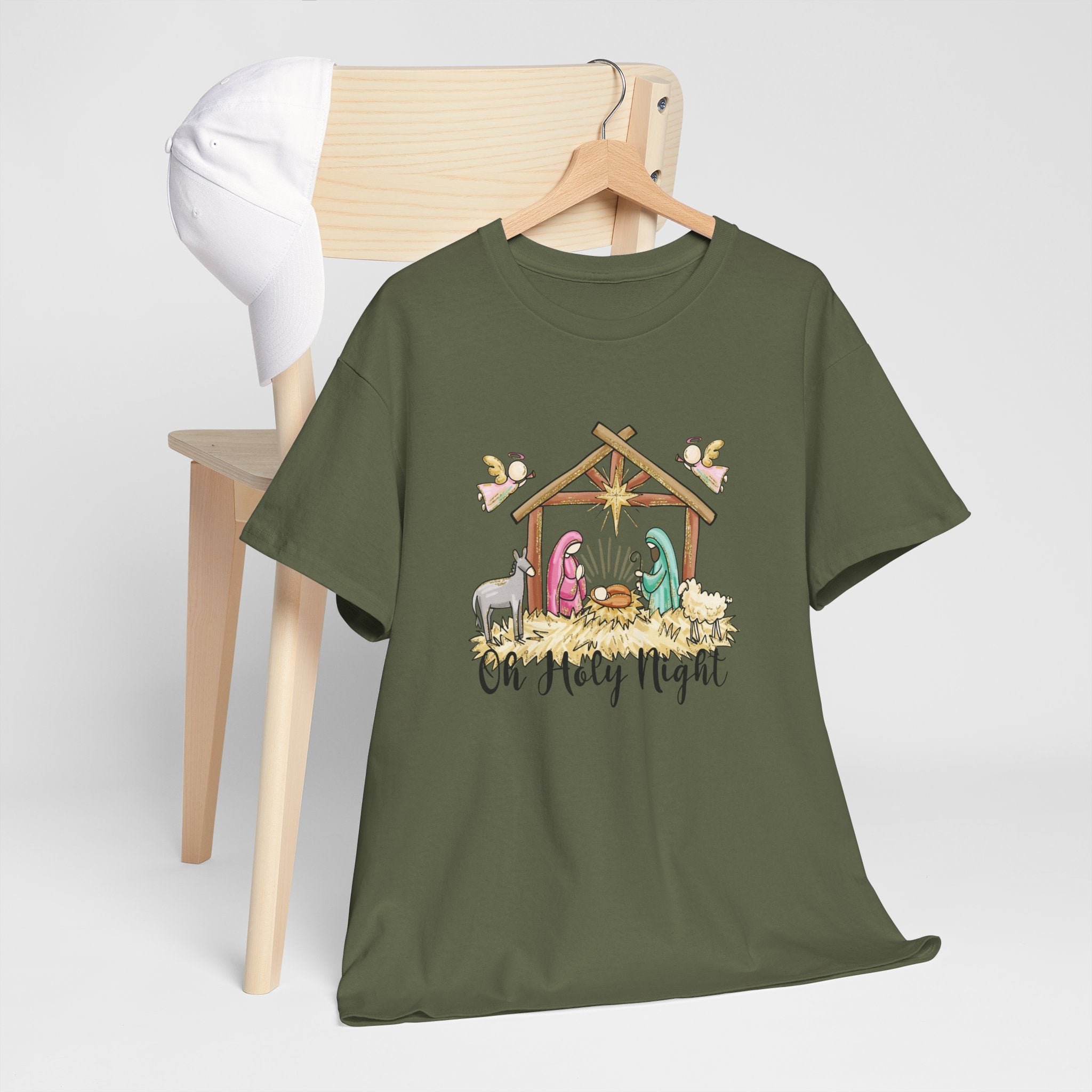 Oh Holy Night Nativity T-Shirt,  Christian Christmas Shirt, Religious Holiday Tee, Gifts for Her