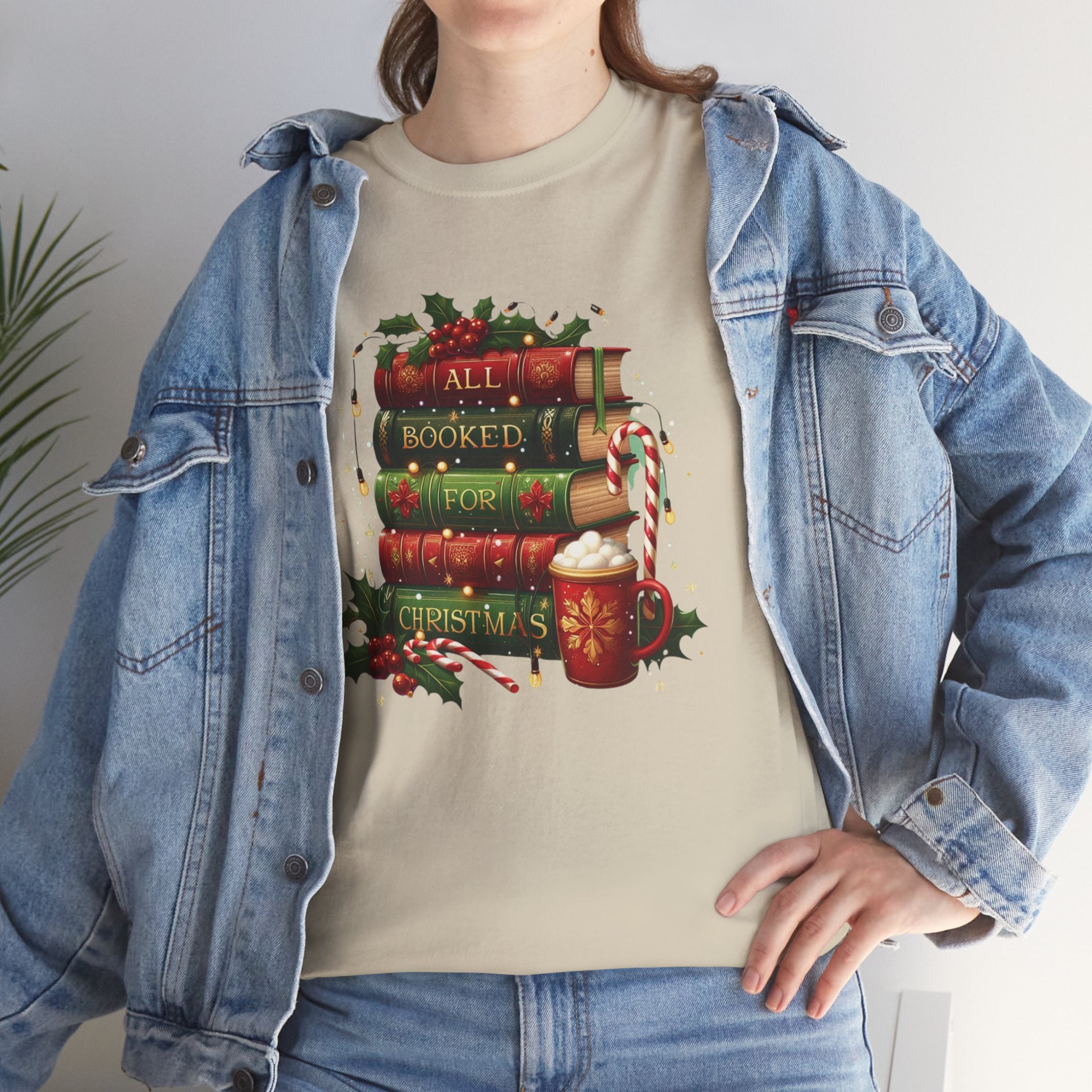 All Booked for Christmas T-Shirt, Holiday Book Lover Tee, Cozy Christmas Reading Gift, Gifts for Ladies