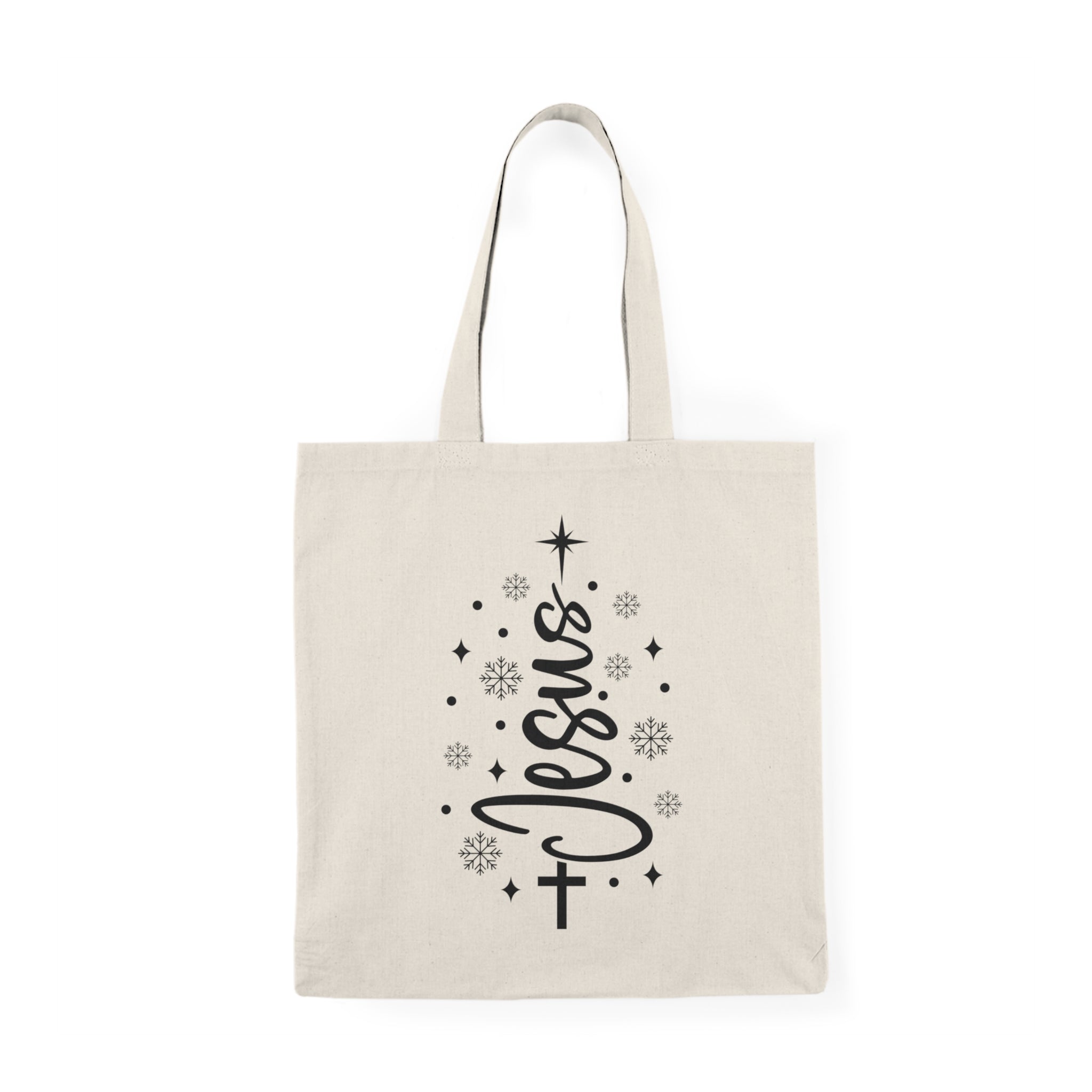 Jesus Cross Christmas Tote Bag - Religious Holiday Grocery & Gift Tote