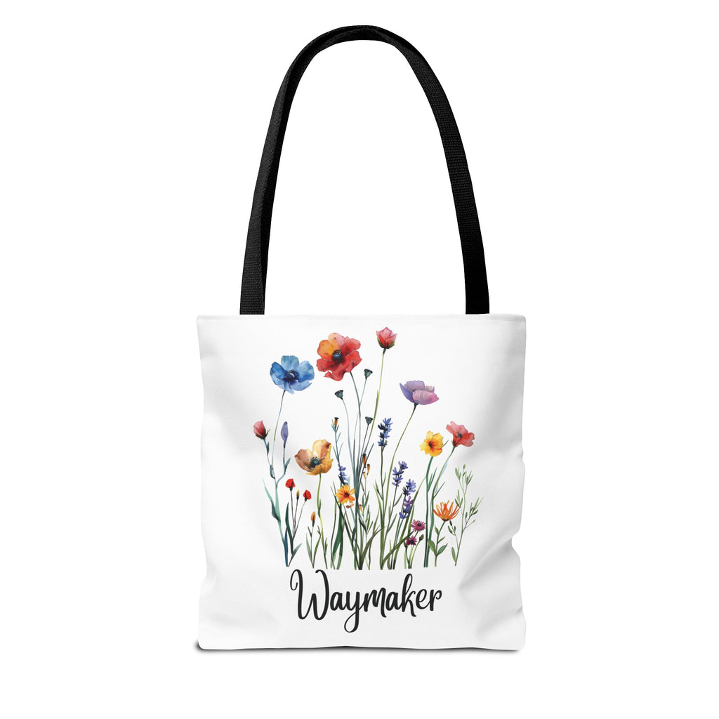 Waymaker Floral Tote Bag – Watercolor Wildflowers Canvas Tote