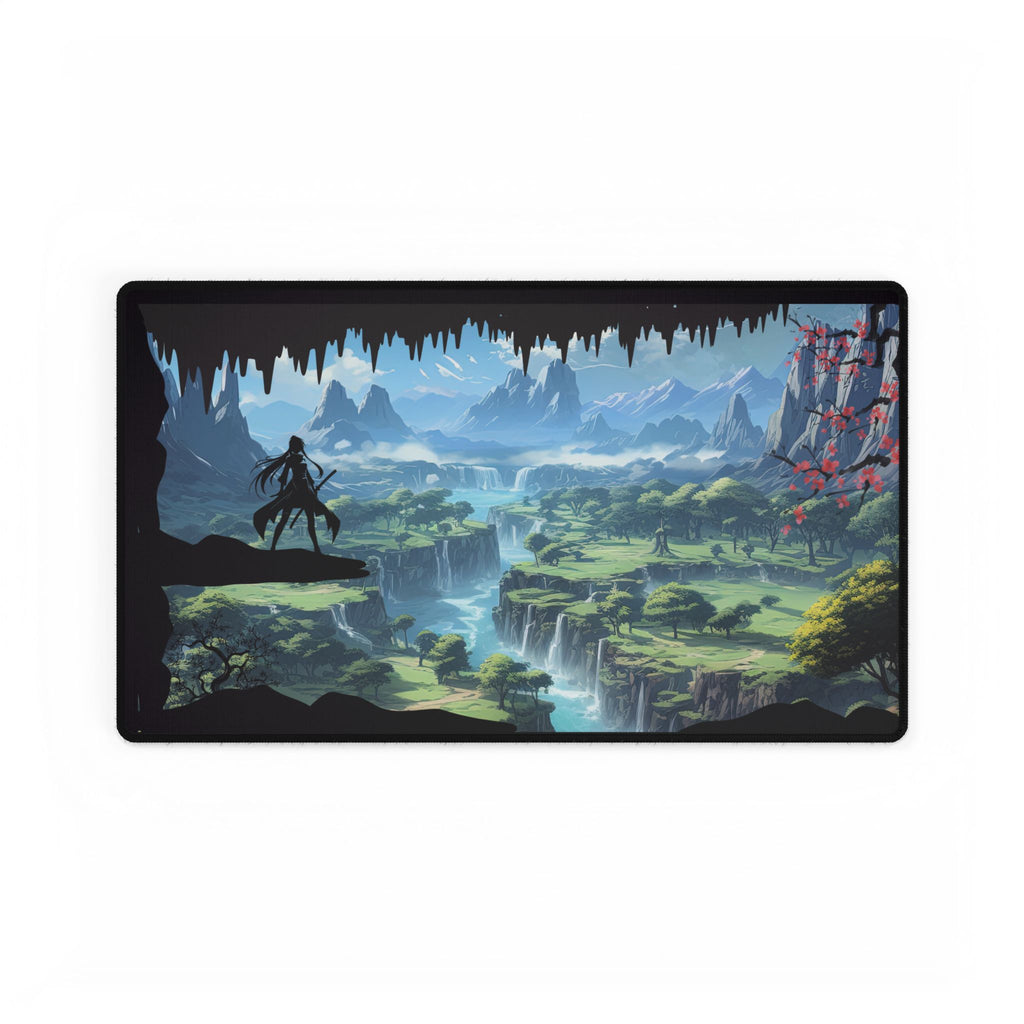 Large Anime Silhouette Mouse Pad, Fantasy Landscape with Silhouette Desk Mat | Scenic Gaming Mousepad