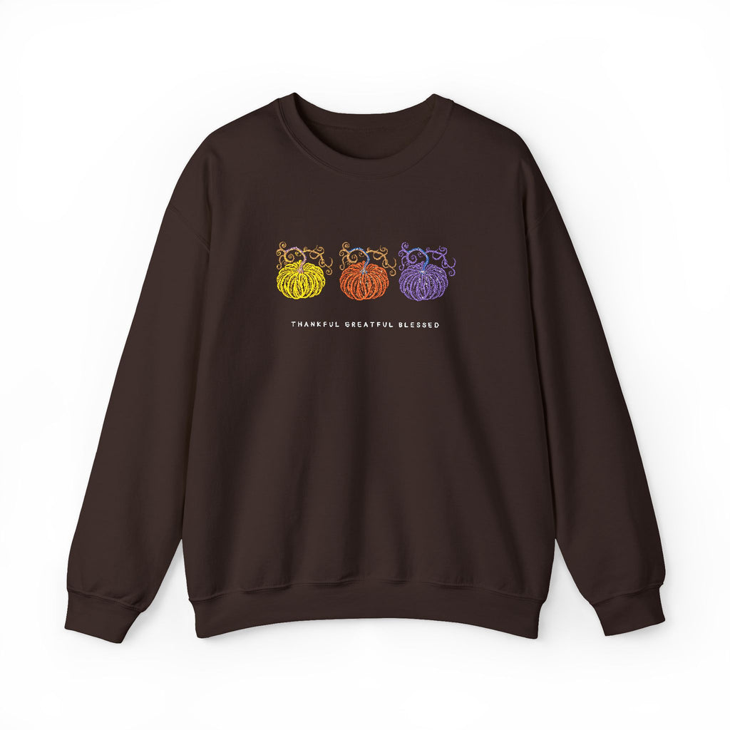Embriodered Cute Pumpkin Graphic Crewneck Sweatshirt for Cozy Days, Perfect for Gifts, Casual Wear, Holidays & Festivals