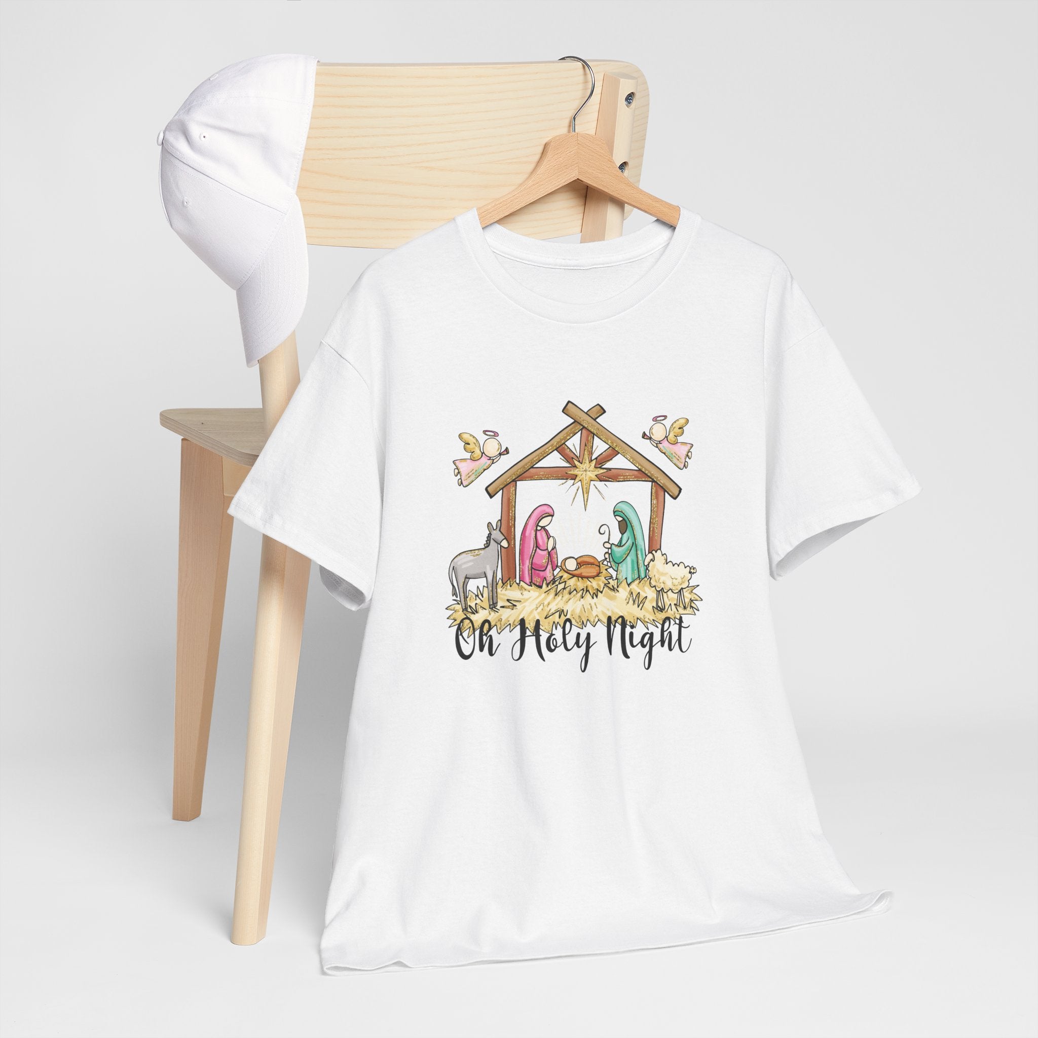 Oh Holy Night Nativity T-Shirt,  Christian Christmas Shirt, Religious Holiday Tee, Gifts for Her