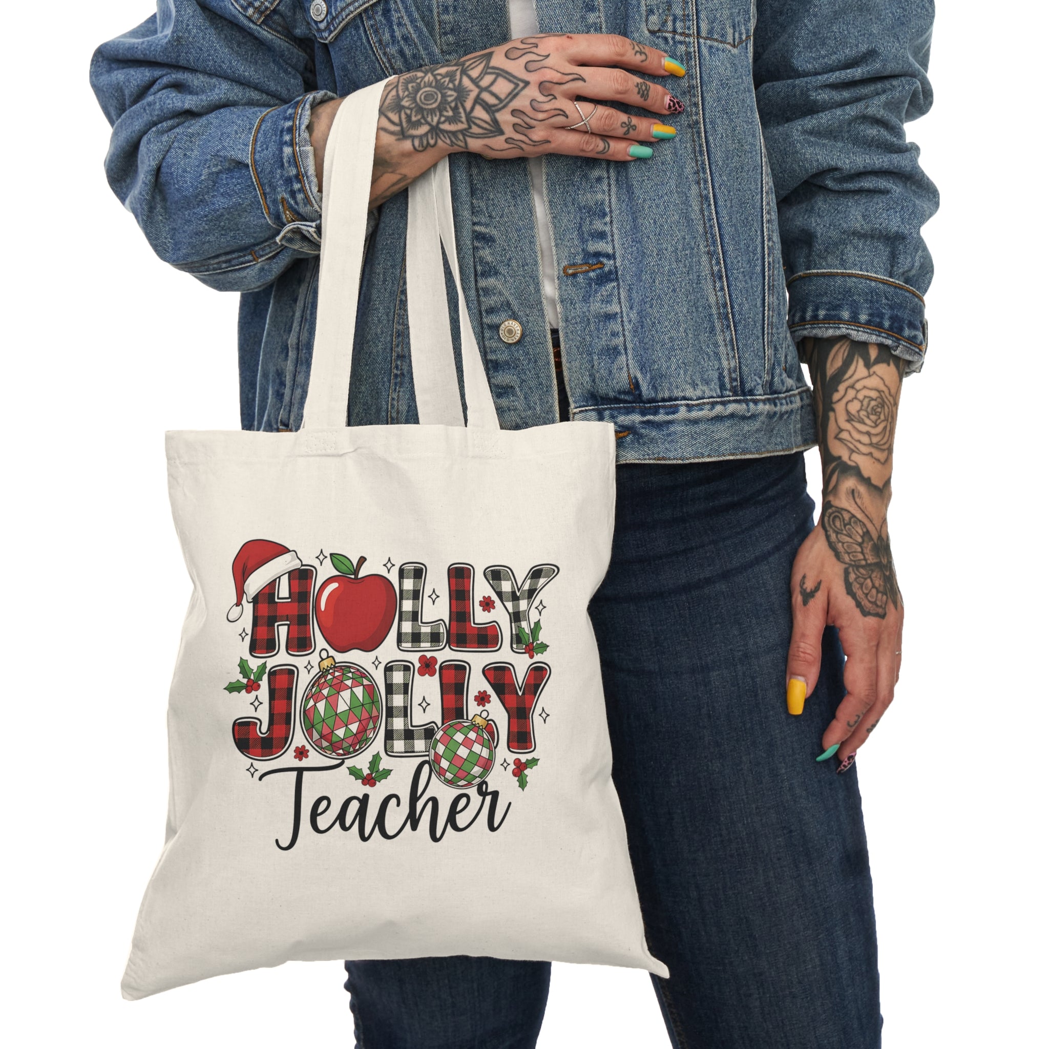 Holly Jolly Teacher Tote Bag, Gift for Teacher