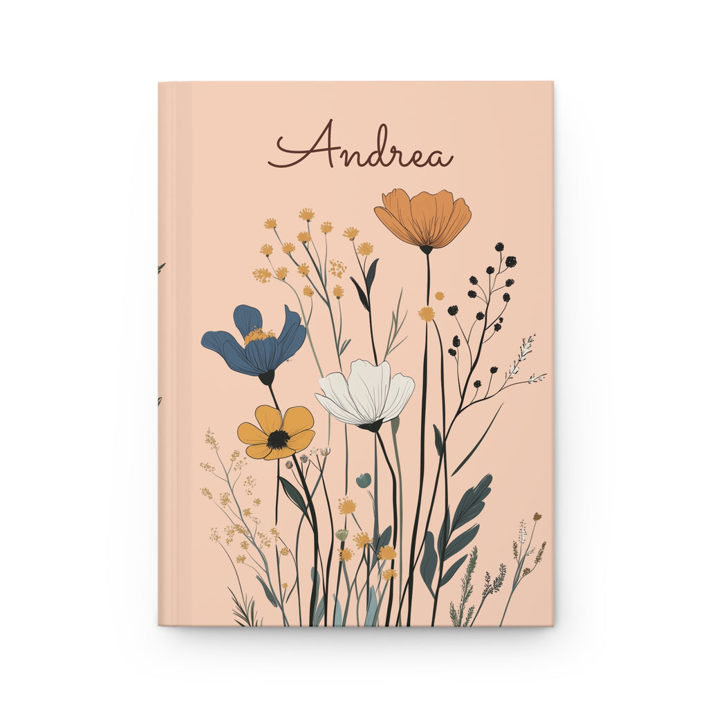 Wildflower Personalized  Hardcover Journal, Custom Name Wildflower Notebook, Gift for Mother, Gift for Briedemaid