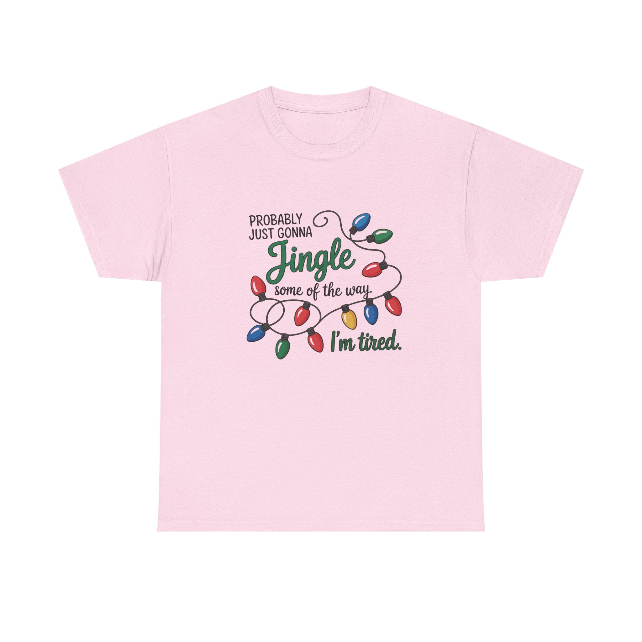 Jingle I’m Tired Christmas Shirt, Funny Holiday Tee, Festive Lights Graphic, Christmas Humor Gift