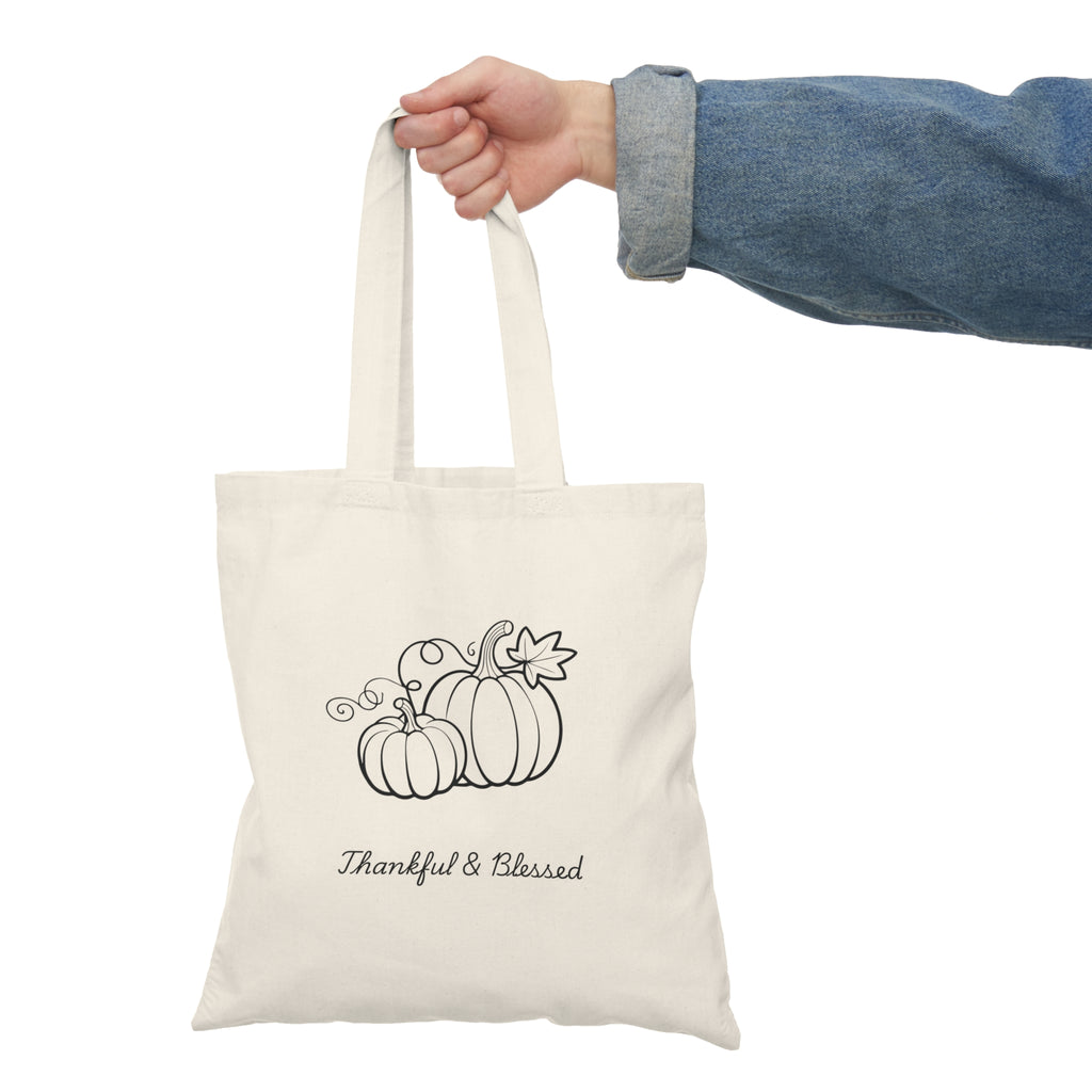 Thankful & Blessed Pumpkin Tote Bag