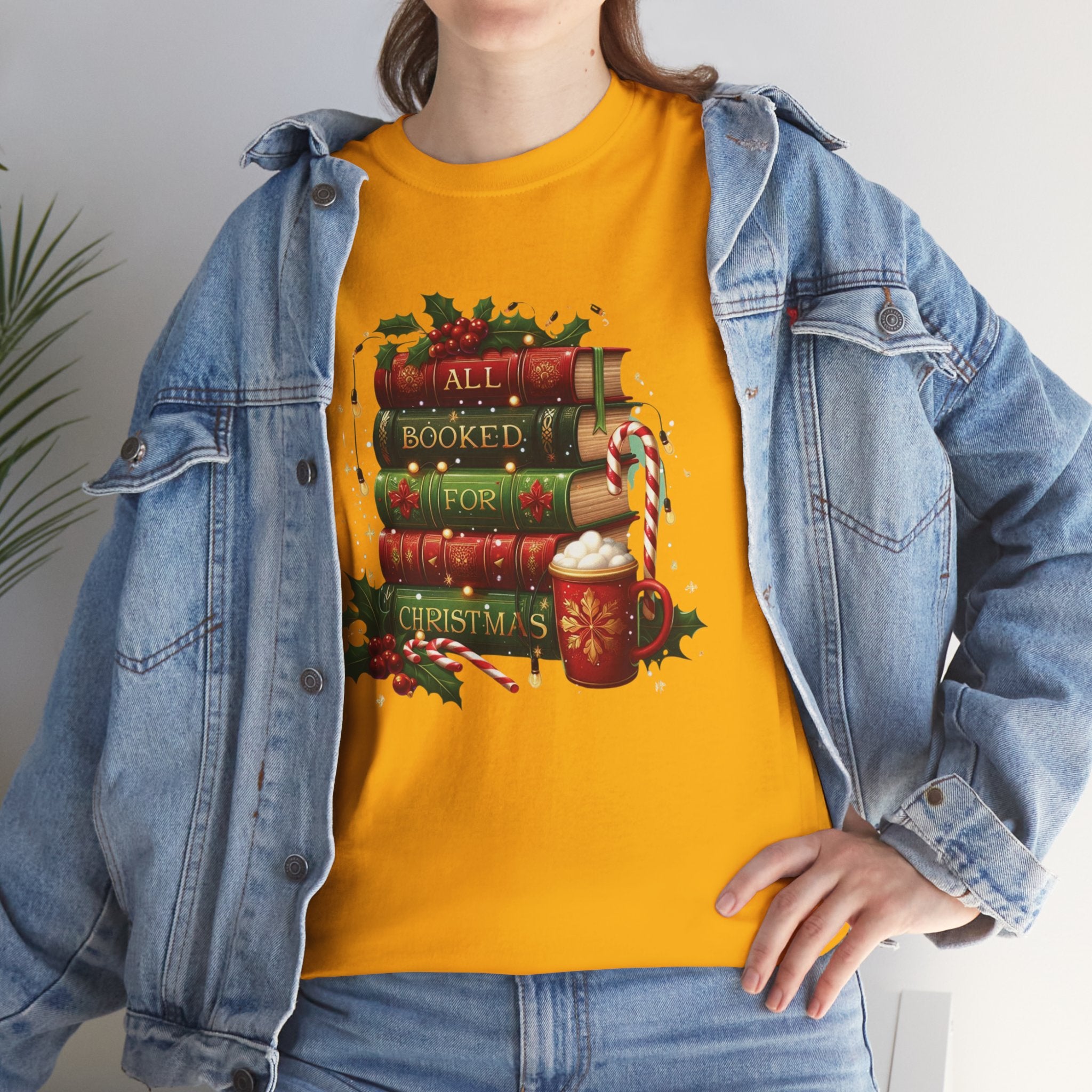 All Booked for Christmas T-Shirt, Holiday Book Lover Tee, Cozy Christmas Reading Gift, Gifts for Ladies