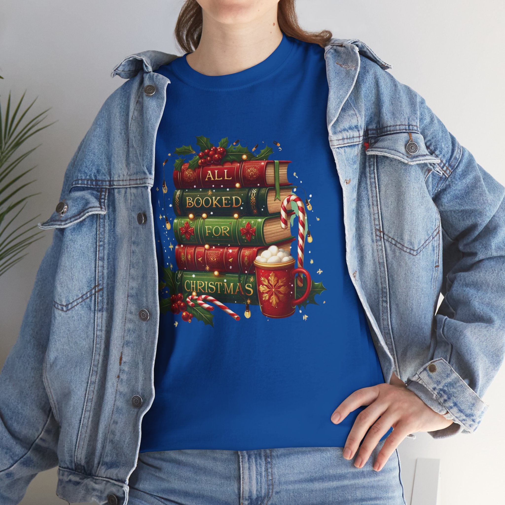 All Booked for Christmas T-Shirt, Holiday Book Lover Tee, Cozy Christmas Reading Gift, Gifts for Ladies