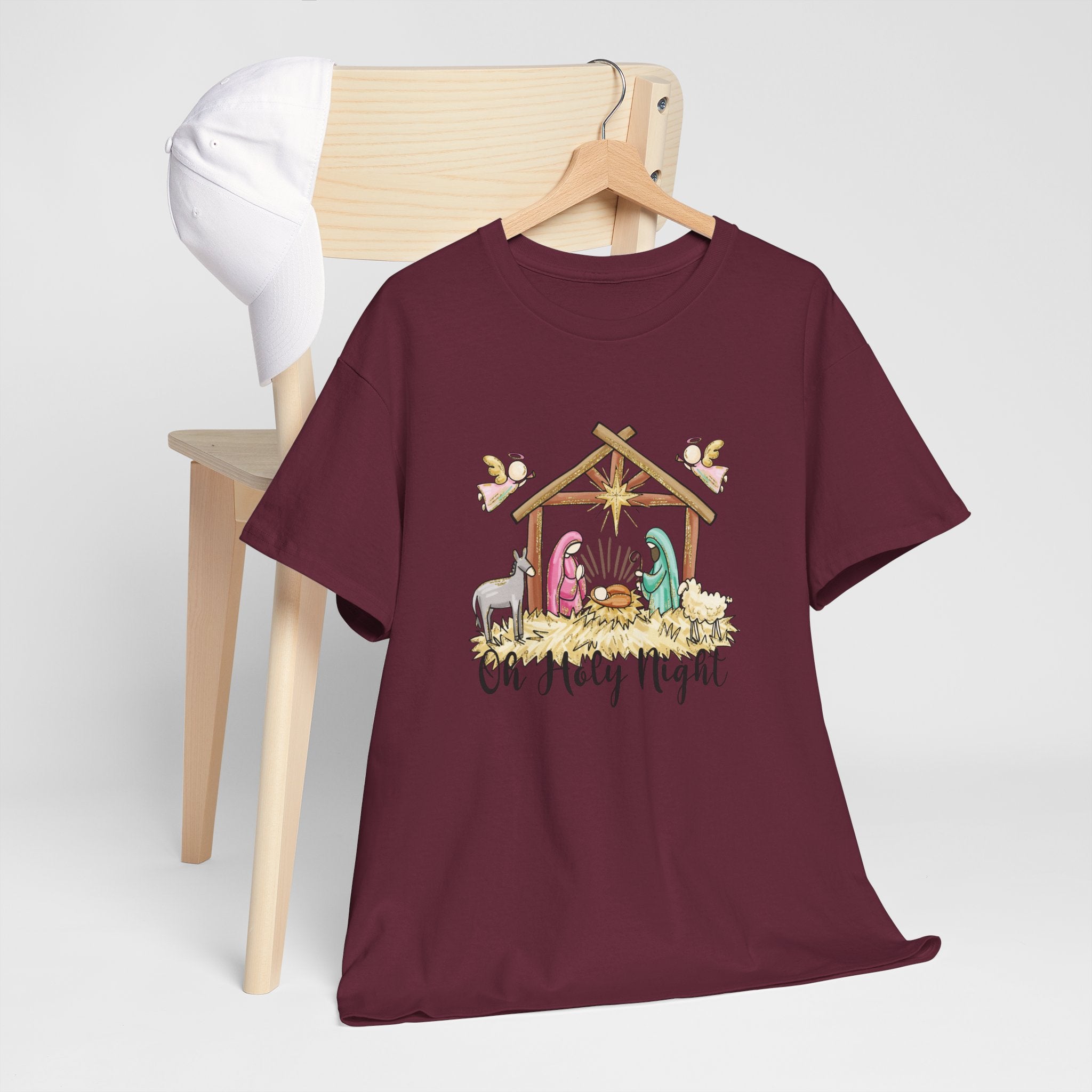 Oh Holy Night Nativity T-Shirt,  Christian Christmas Shirt, Religious Holiday Tee, Gifts for Her