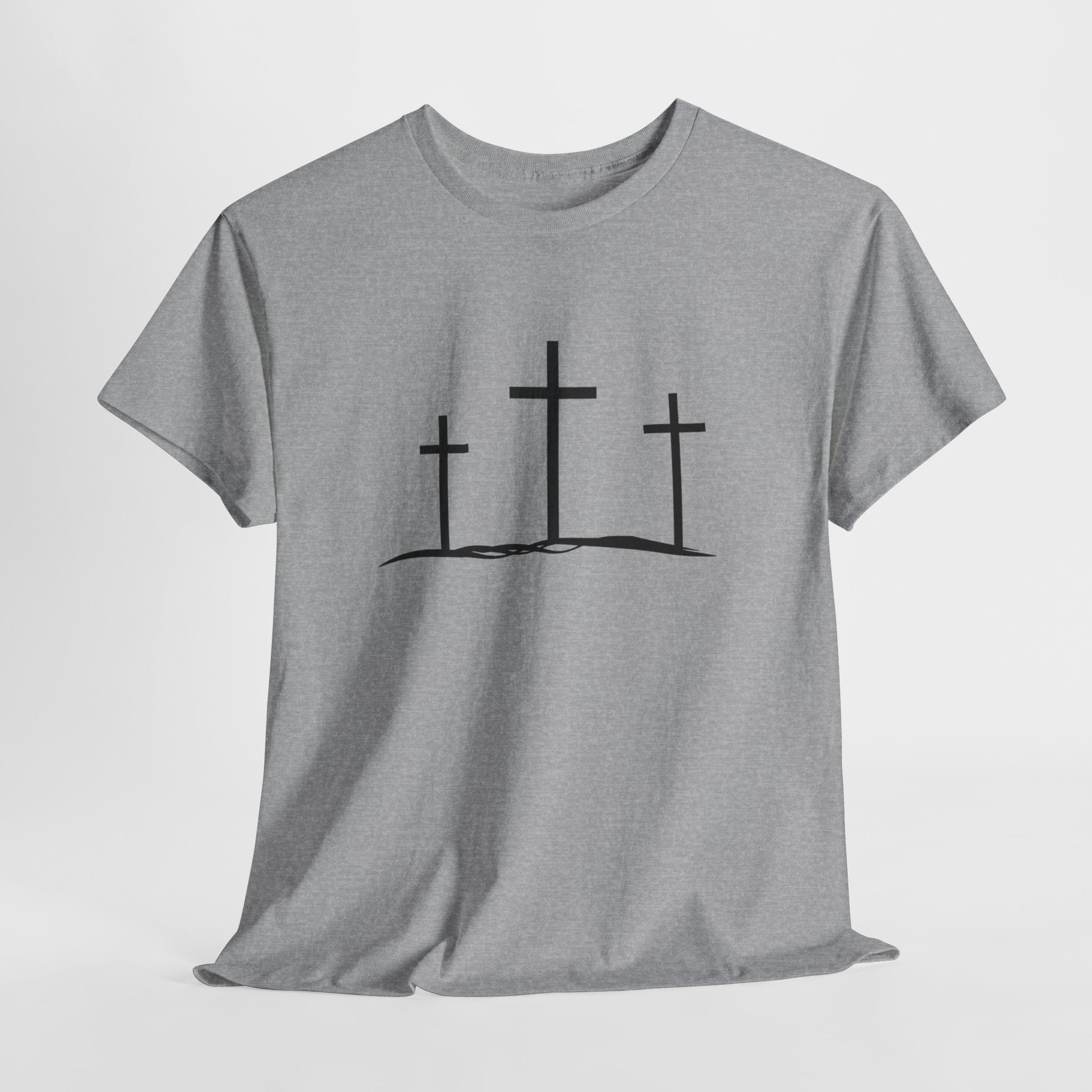 Christian Crosses T‑Shirt — Three Crosses Faith Tee (Easter/Religious)