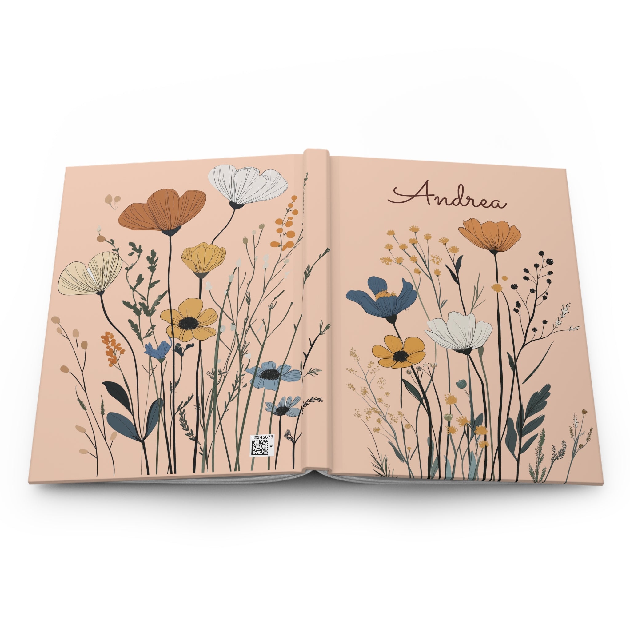 Wildflower Personalized  Hardcover Journal, Custom Name Wildflower Notebook, Gift for Mother, Gift for Briedemaid
