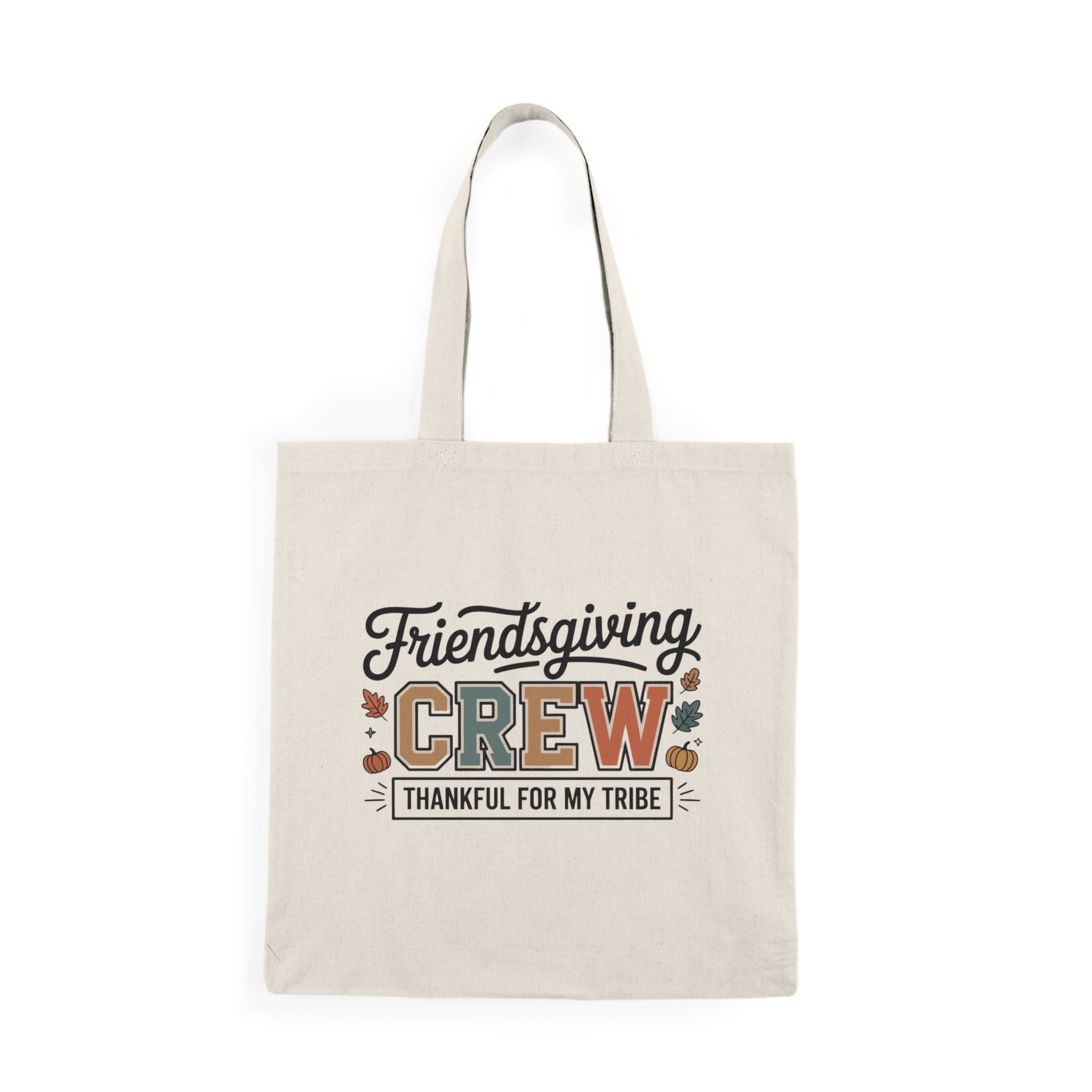 Friendsgiving Crew Tote Bag — "Thankful For My Tribe" Cotton Grocery & Gift Tote
