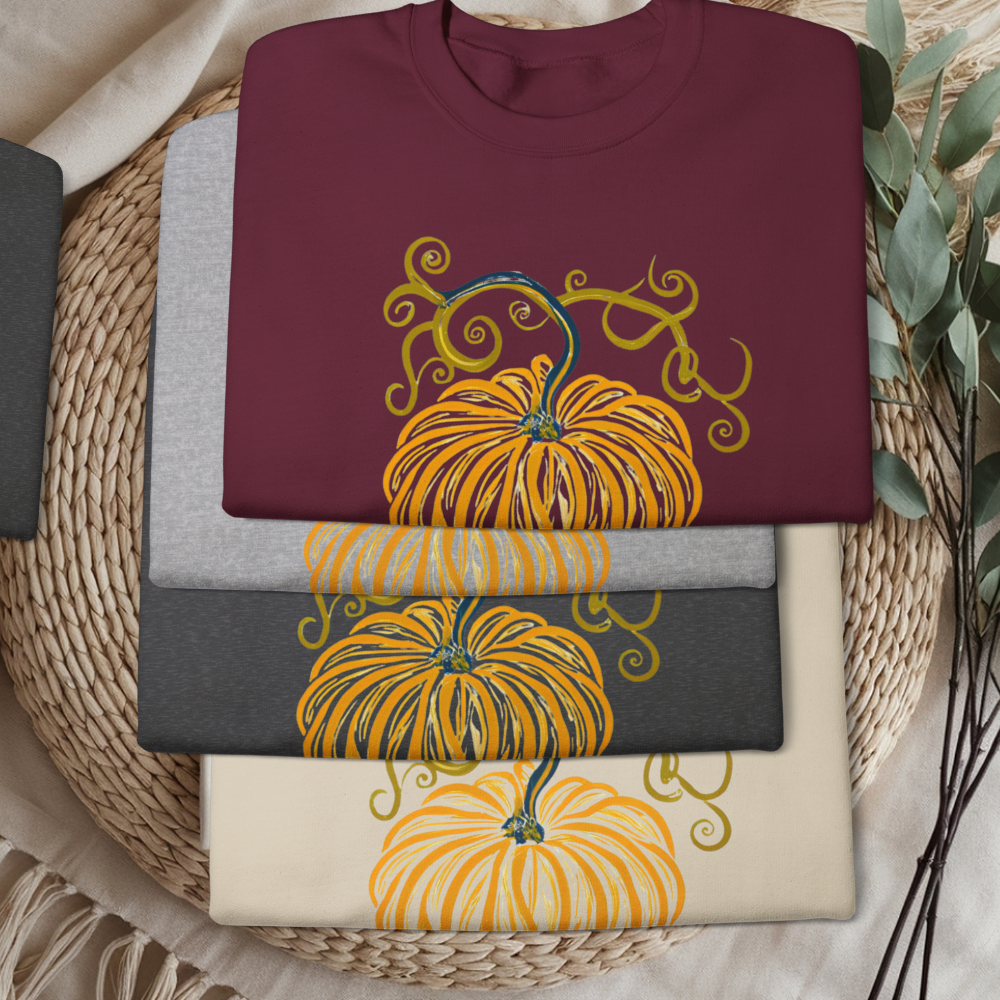 Pumpkin Patch Cozy Crewneck Sweatshirt, Autumn Gift, Fall Fashion, Unisex Sweater, Halloween Apparel, Seasonal Layering