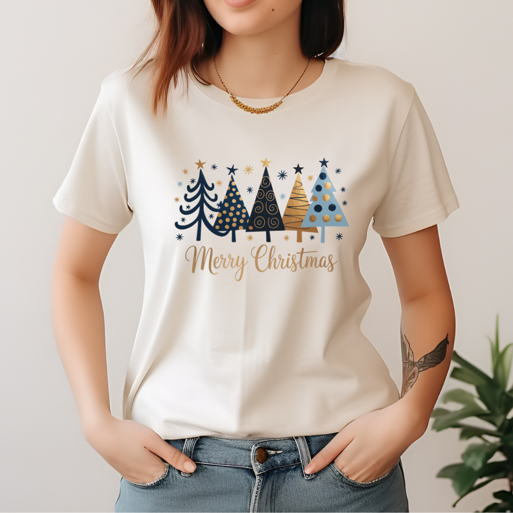 Merry Christmas Tree Shirt, Holiday Tee, Retro Winter Graphic, Christmas Gift for Her