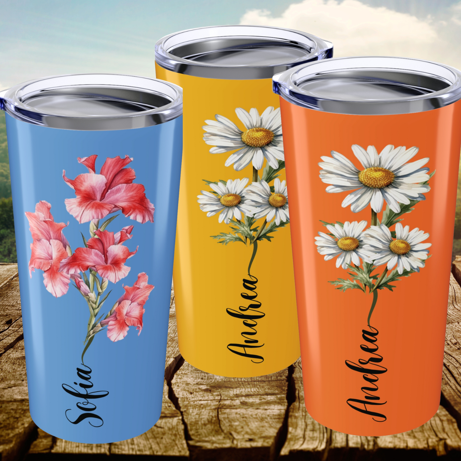 Personalized Birth Flower Tumblers | Birthday Tumblers | Customize Tumblers With Name | Coffee Mug Tumbler