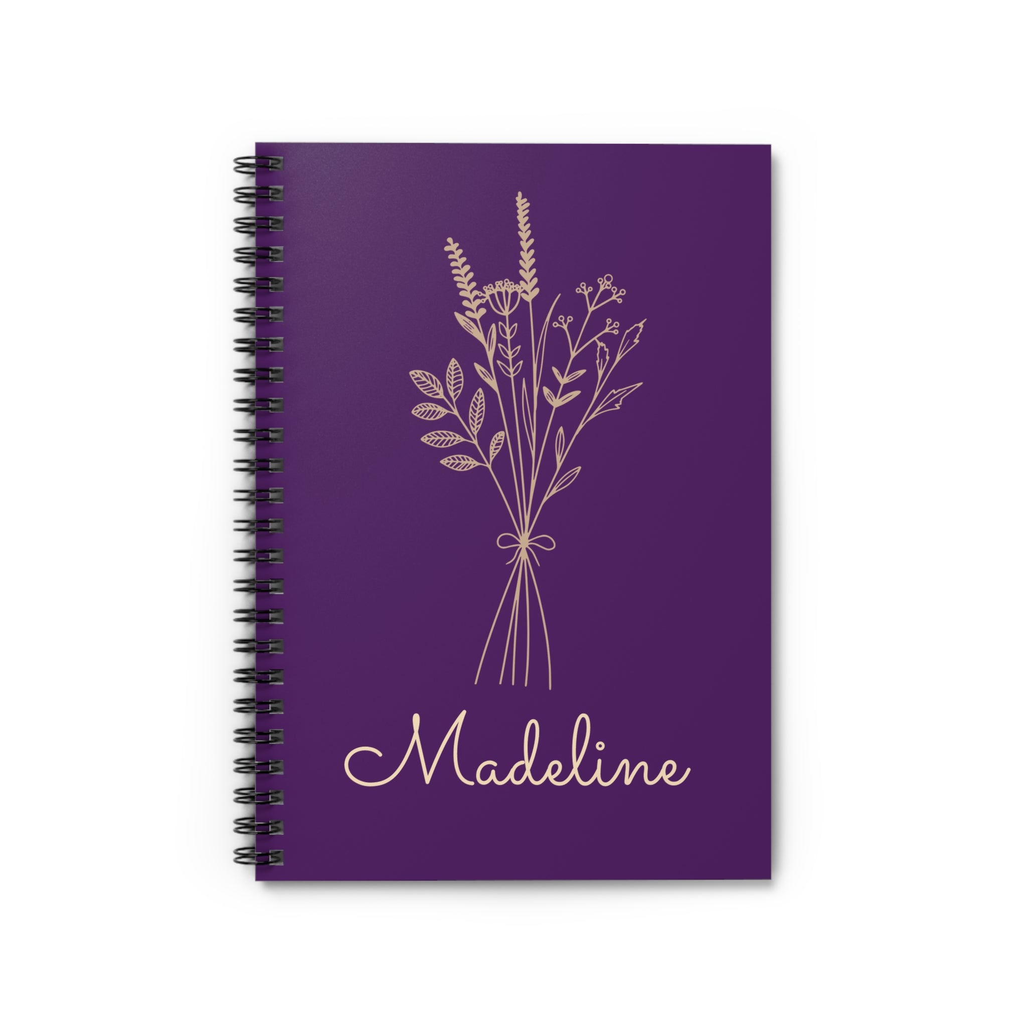 Wildflower Bouquet Spiral Notebook | Personalized Name Ruled Journal, Gift for Ladies, Gift for Bridesmaid