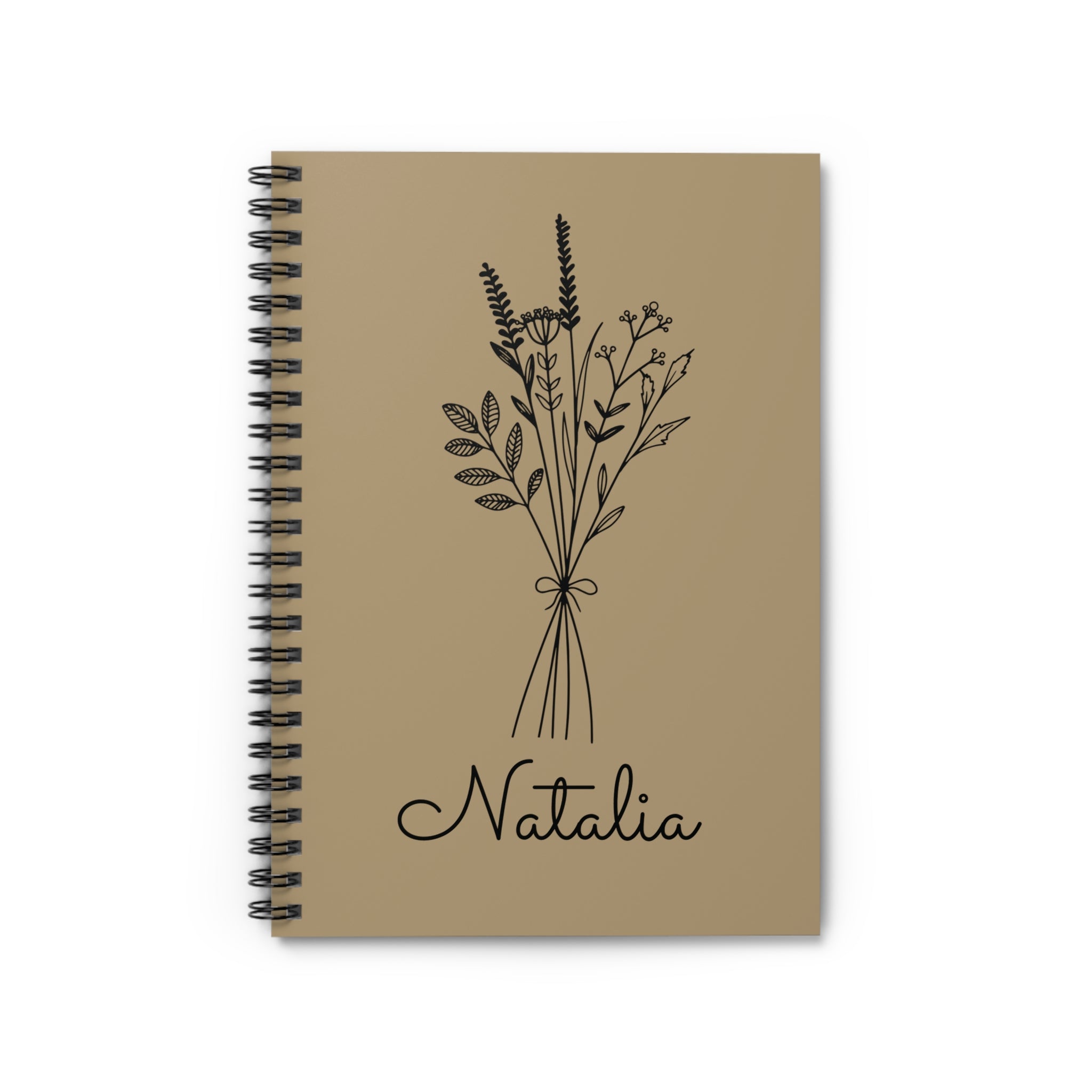 Wildflower Bouquet Spiral Notebook | Personalized Name Ruled Journal, Gift for Ladies, Gift for Bridesmaid
