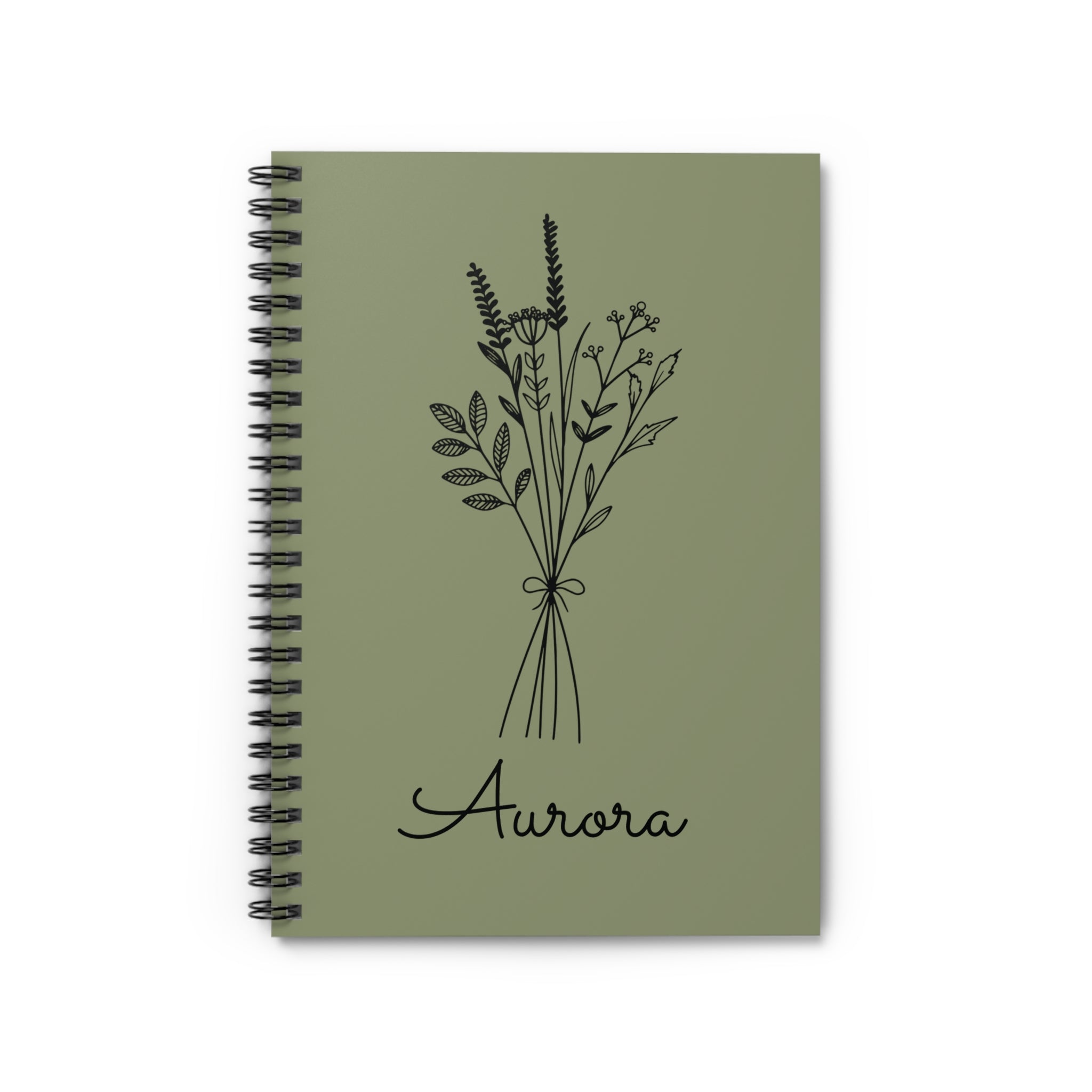 Wildflower Bouquet Spiral Notebook | Personalized Name Ruled Journal, Gift for Ladies, Gift for Bridesmaid