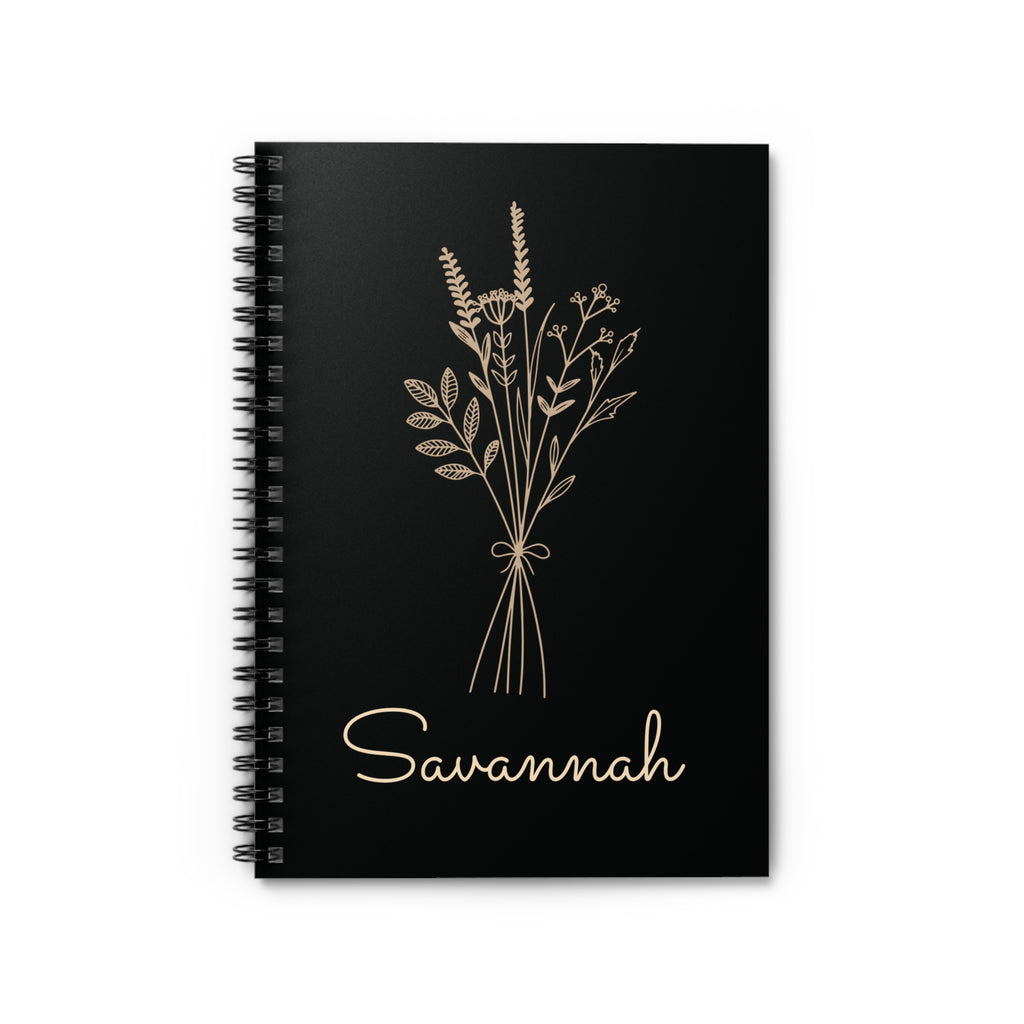 Wildflower Bouquet Spiral Notebook | Personalized Name Ruled Journal, Gift for Ladies, Gift for Bridesmaid