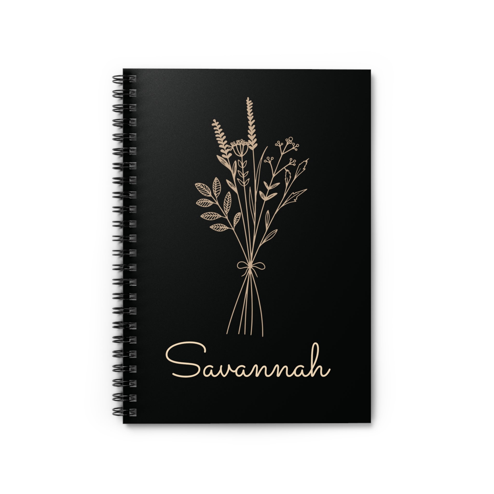 Wildflower Bouquet Spiral Notebook | Personalized Name Ruled Journal, Gift for Ladies, Gift for Bridesmaid