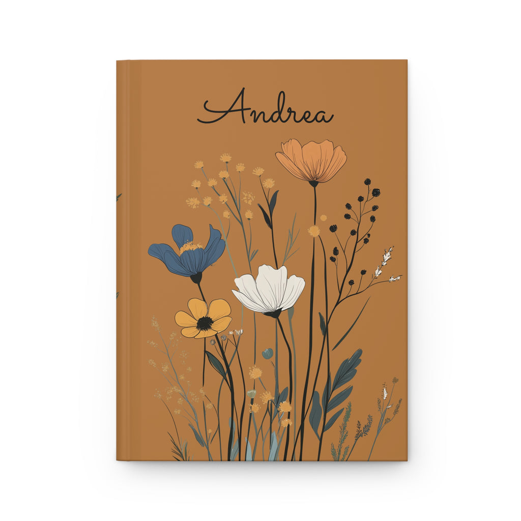 Wildflower Personalized  Hardcover Journal, Custom Name Wildflower Notebook, Gift for Mother, Gift for Briedemaid