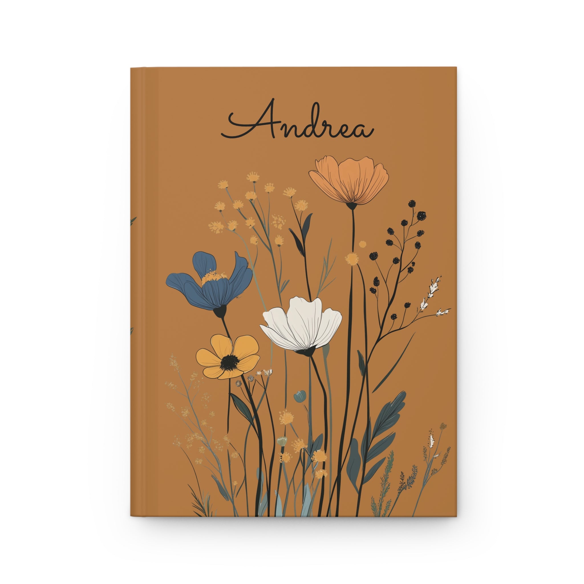 Wildflower Personalized  Hardcover Journal, Custom Name Wildflower Notebook, Gift for Mother, Gift for Briedemaid