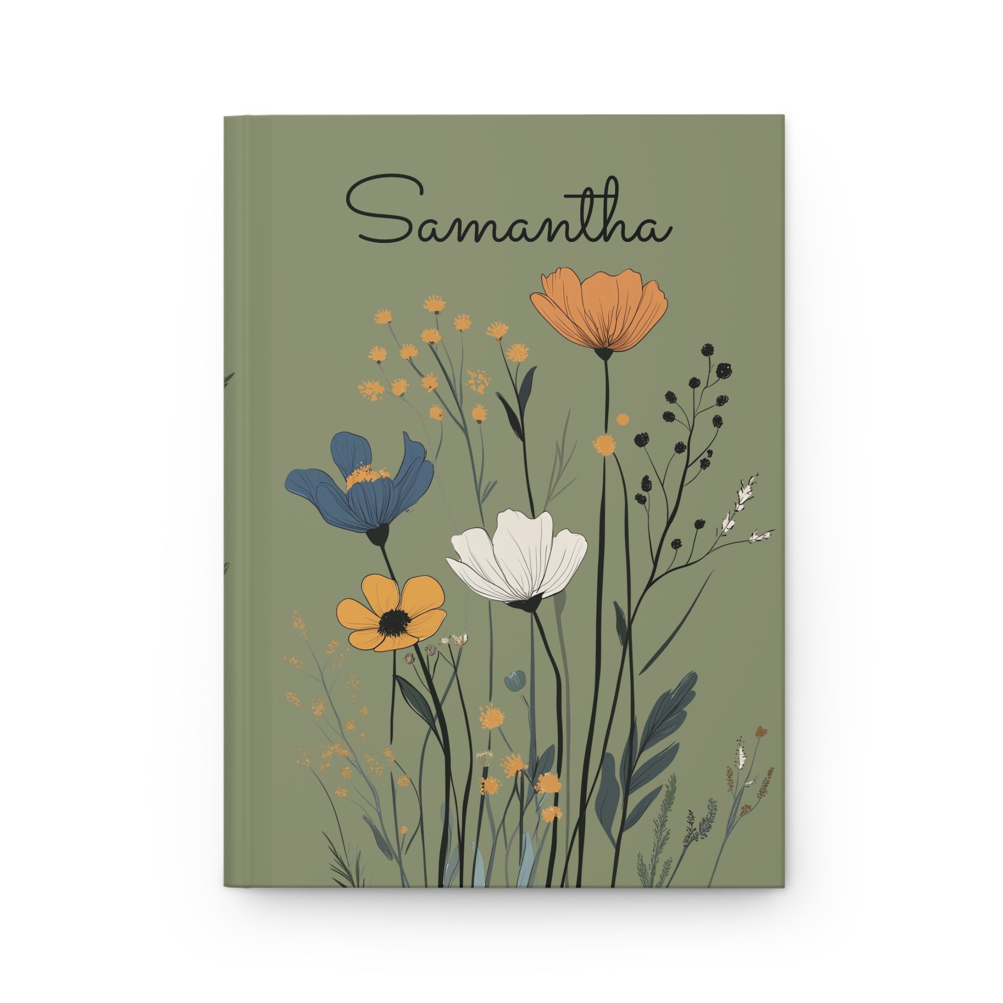 Wildflower Personalized  Hardcover Journal, Custom Name Wildflower Notebook, Gift for Mother, Gift for Briedemaid