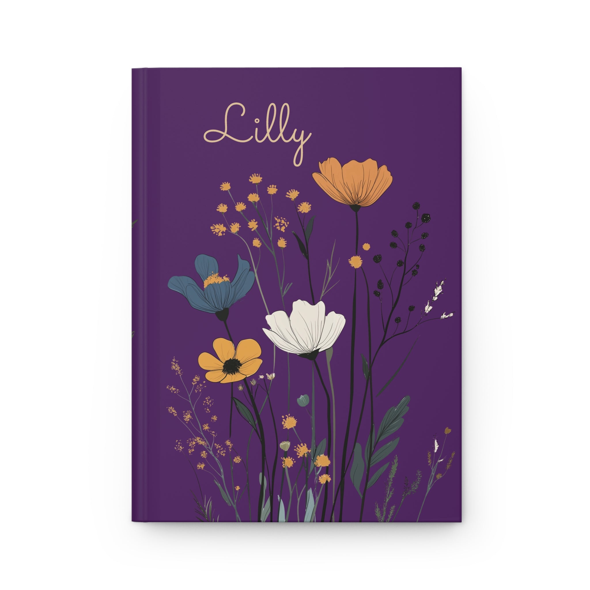 Wildflower Personalized  Hardcover Journal, Custom Name Wildflower Notebook, Gift for Mother, Gift for Briedemaid