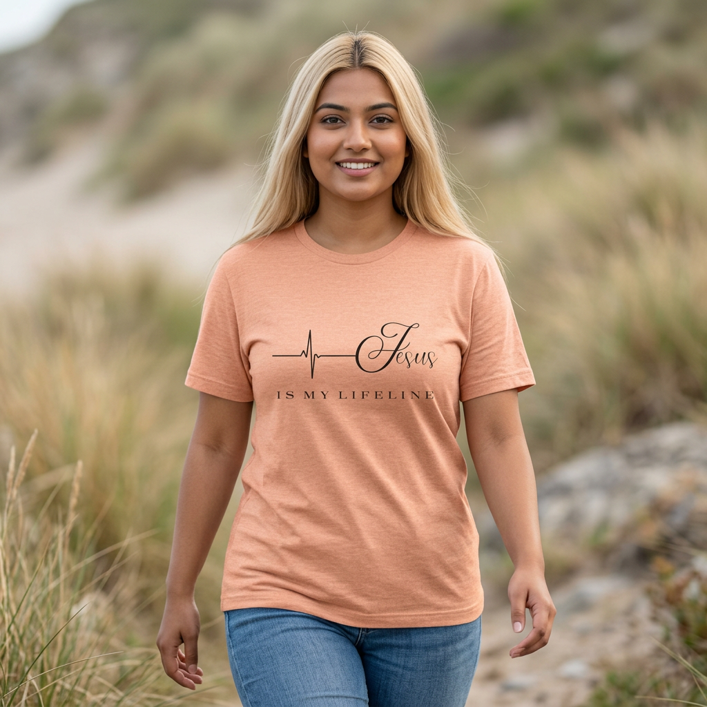 Jesus Is My Lifeline T-Shirt — Christian Faith Heartbeat Tee