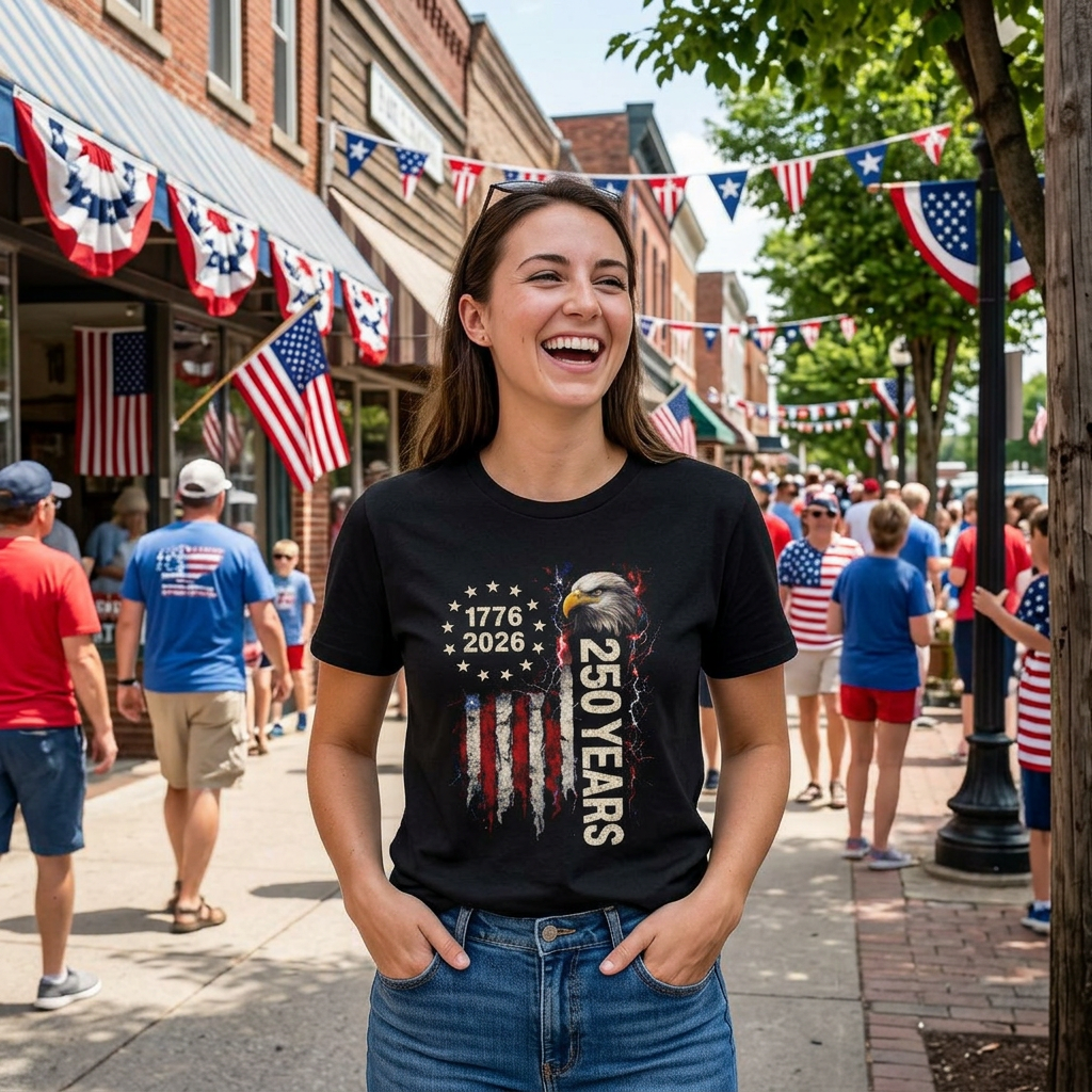 250 Years Patriotic T-Shirt — 1776–2026 Eagle Anniversary Tee