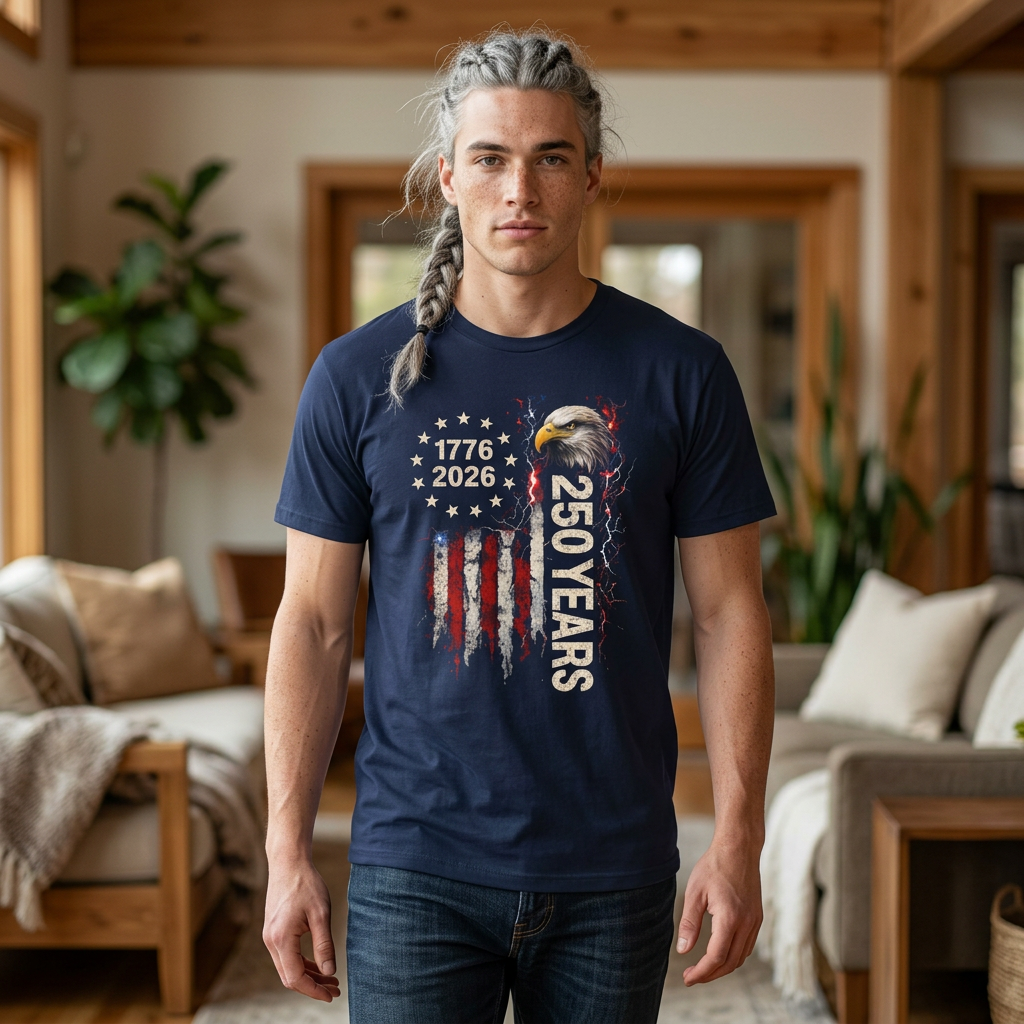 250 Years Patriotic T-Shirt — 1776–2026 Eagle Anniversary Tee