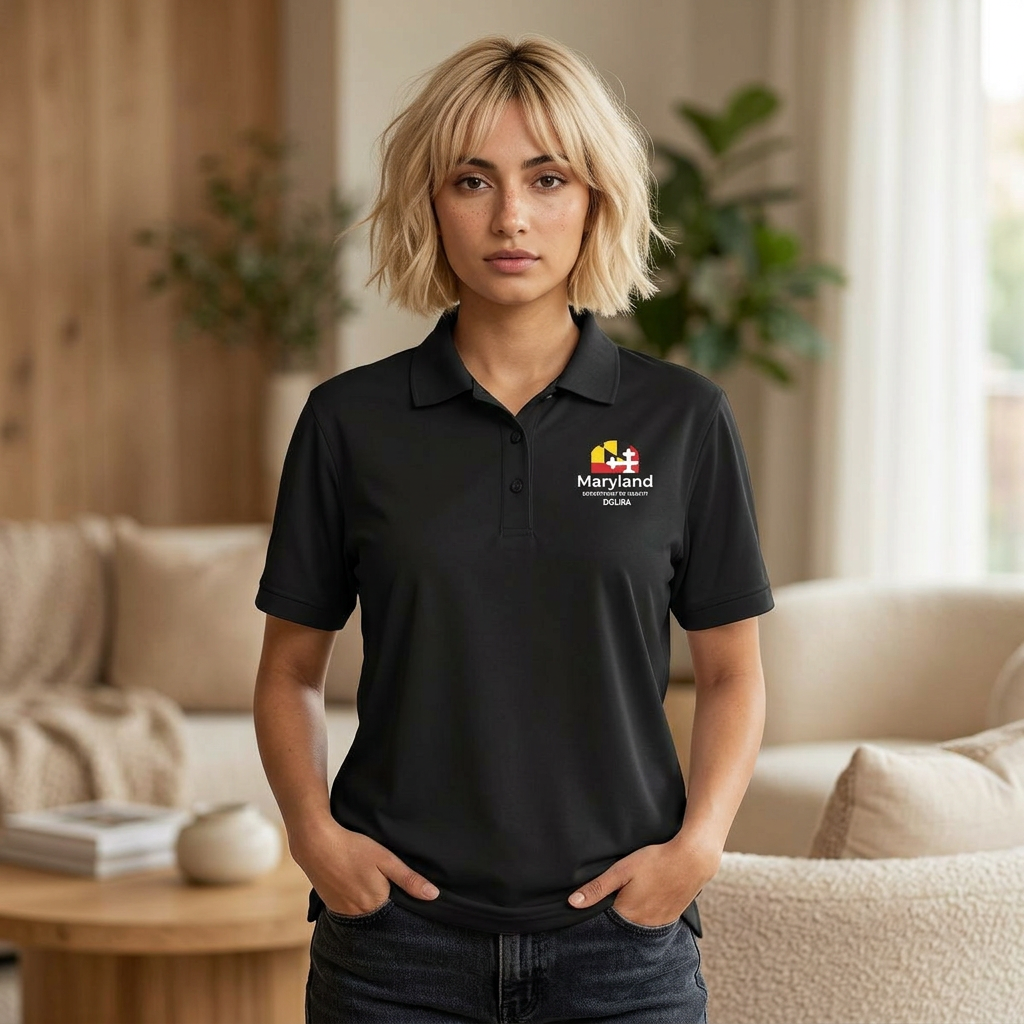 Maryland Flag Logo Polo Shirt — 'Maryland' Text Embroidered Chest