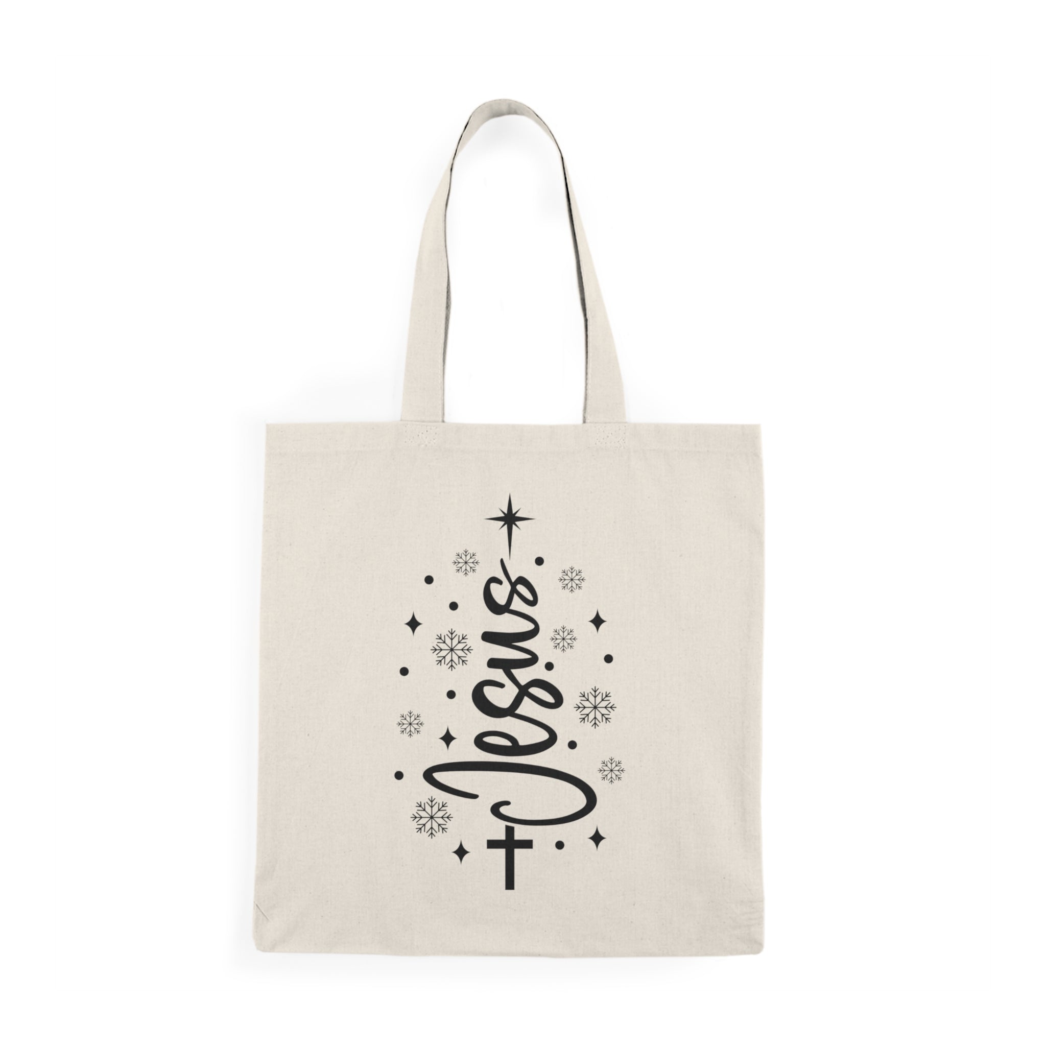 Jesus Cross Christmas Tote Bag - Religious Holiday Grocery & Gift Tote