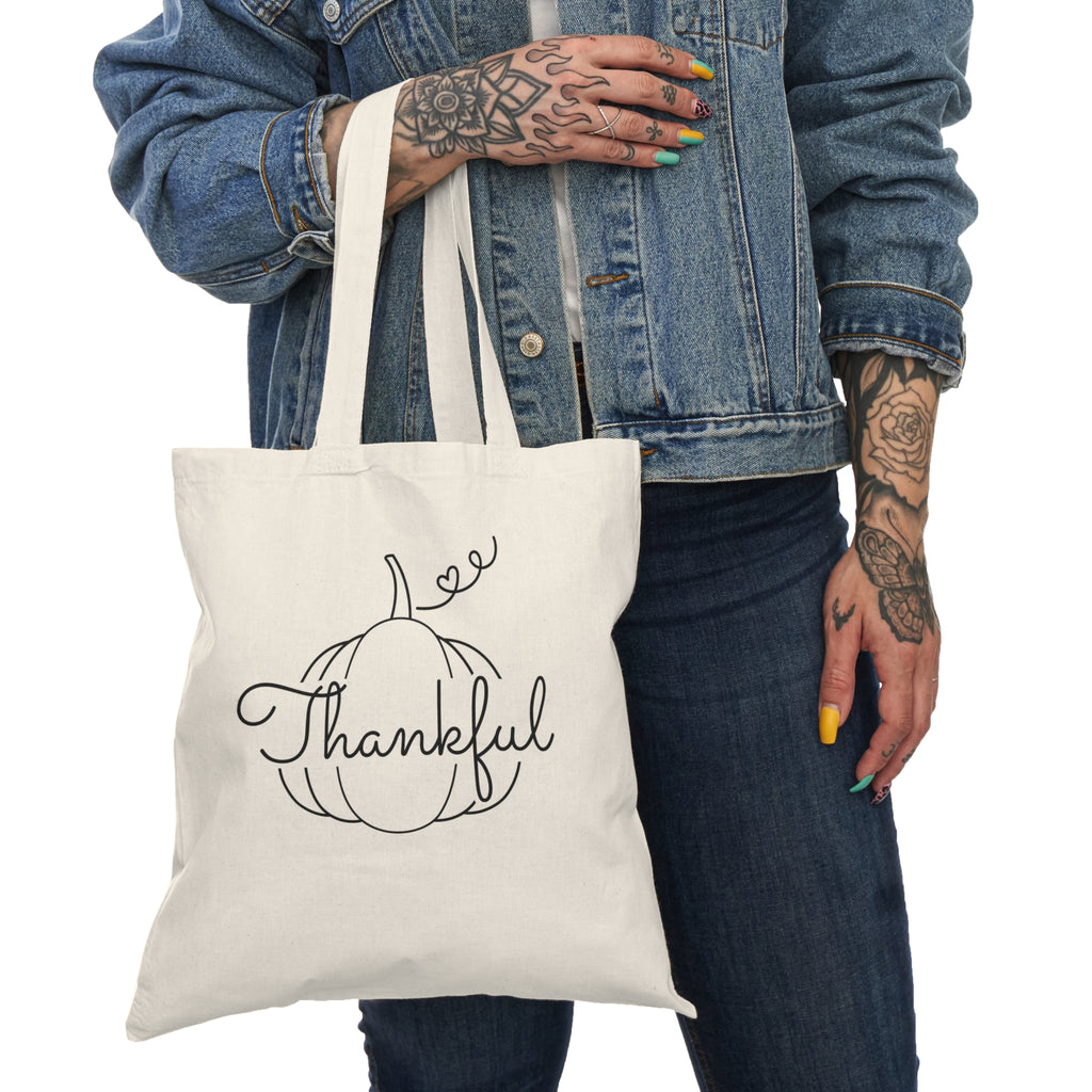 Thankful Pumpkin Tote Bag — Fall Harvest Reusable Grocery Tote