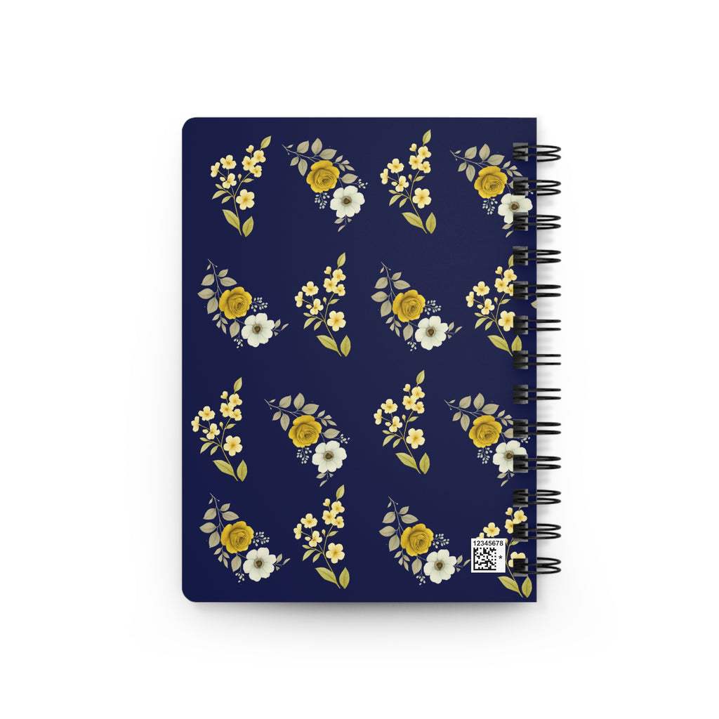 Navy Floral Spiral Notebook  Spiral Bound Journal for Note-Taking, Gift for Writers, Creative Diary, Flower Design, Stationery Gift, Personal Organizer