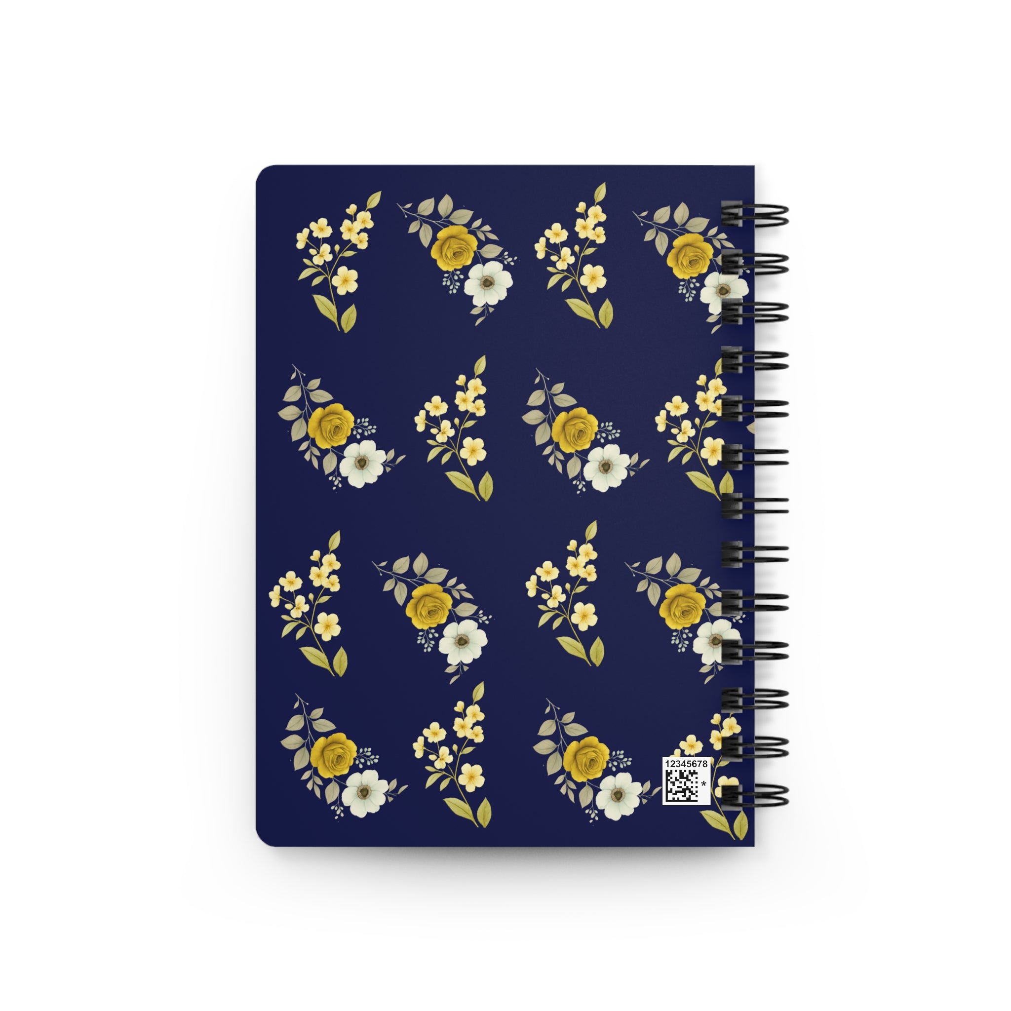 Navy Floral Spiral Notebook  Spiral Bound Journal for Note-Taking, Gift for Writers, Creative Diary, Flower Design, Stationery Gift, Personal Organizer
