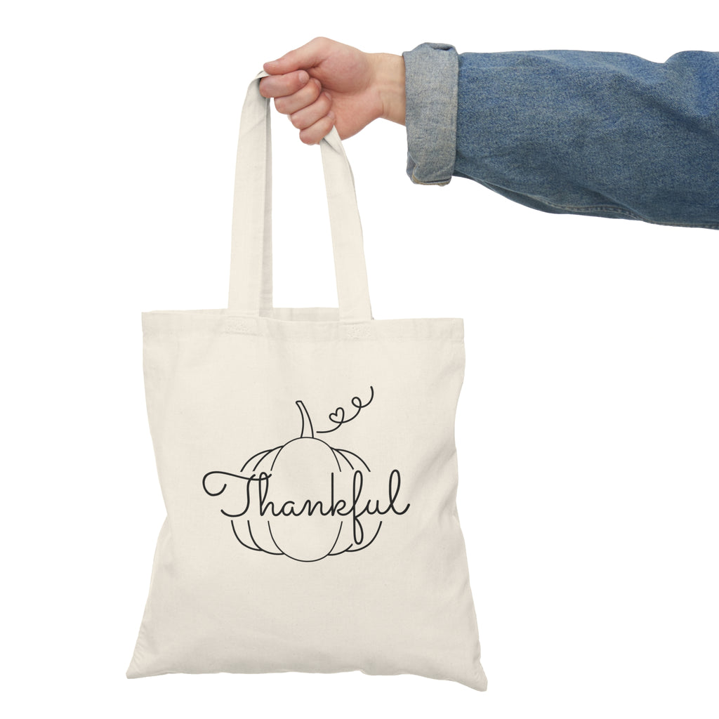 Thankful Pumpkin Tote Bag — Fall Harvest Reusable Grocery Tote