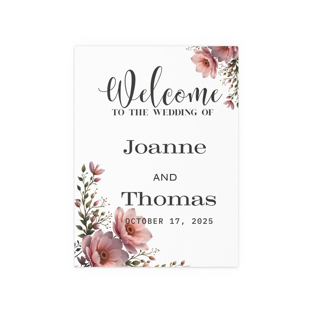 Floral Wedding Silk Poster, Personalized Home Decor, Engagement Gift, Wall Art, Wedding Decor, Custom Name Poster
