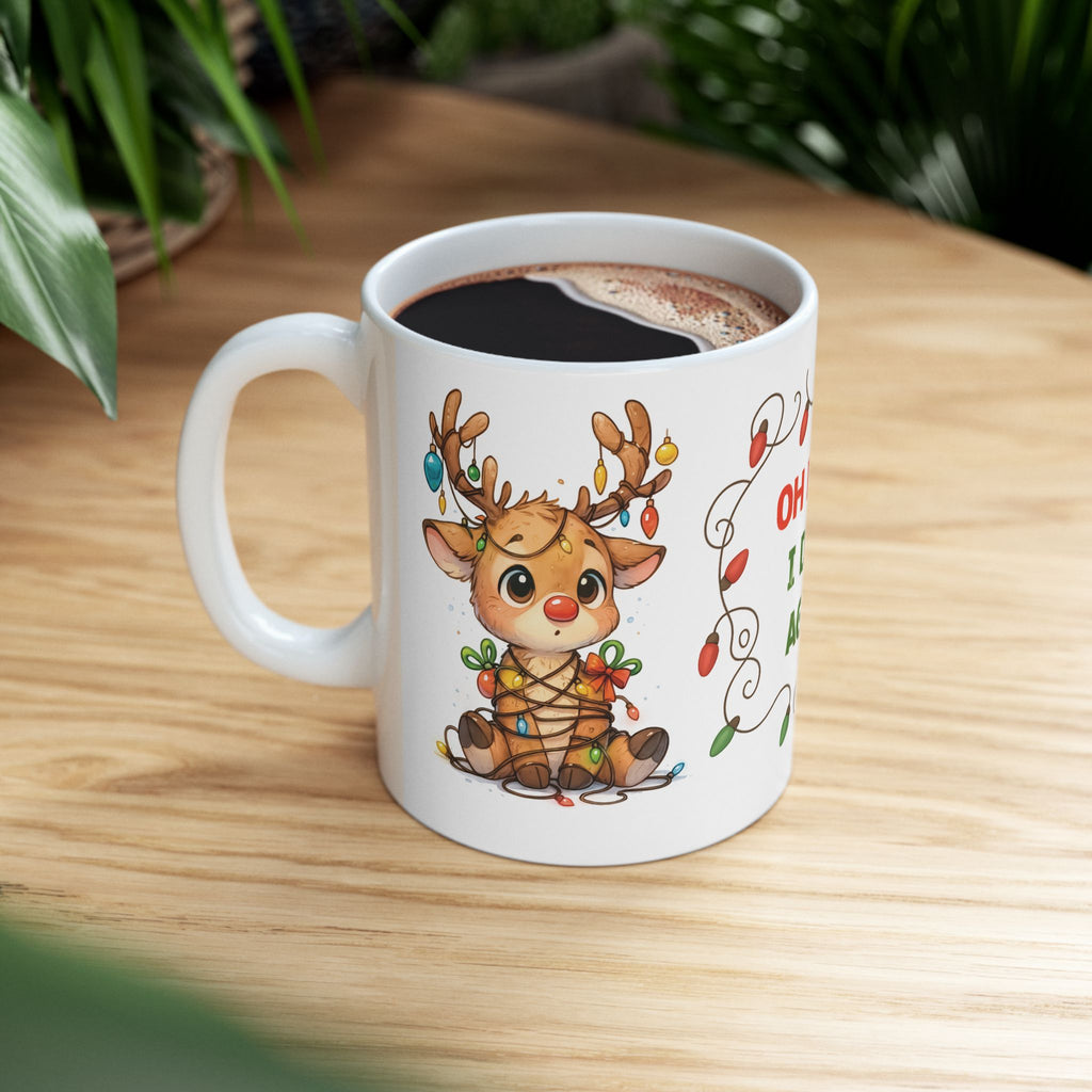 Holiday Reindeer Mug — "Oh Deer... I Did It Again" Funny Christmas Coffee Cup (11oz/15oz)