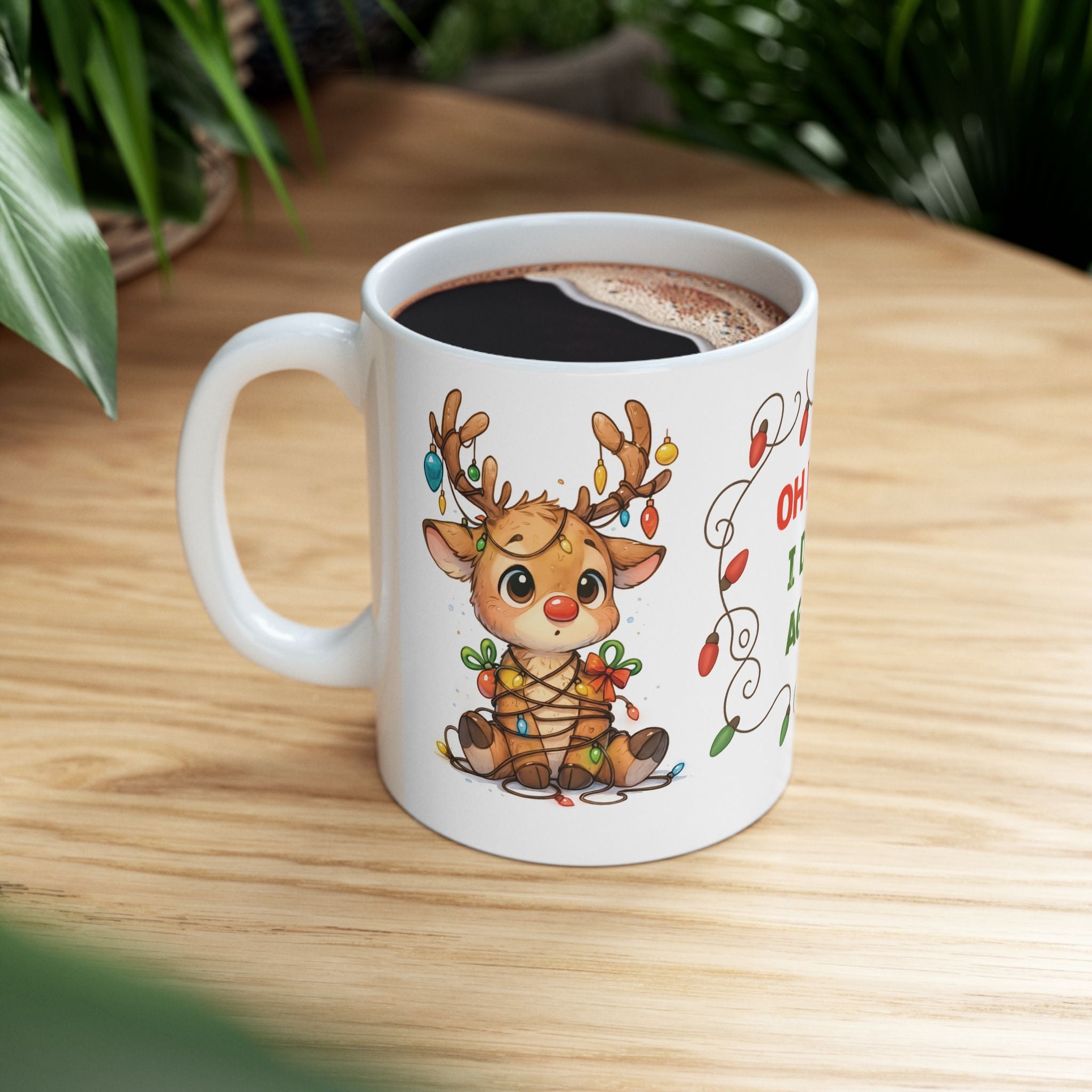 Holiday Reindeer Mug — "Oh Deer... I Did It Again" Funny Christmas Coffee Cup (11oz/15oz)