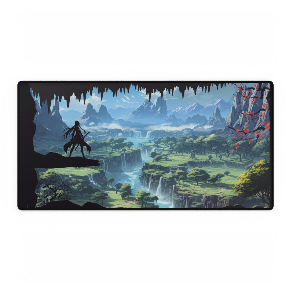 Large Anime Silhouette Mouse Pad, Fantasy Landscape with Silhouette Desk Mat | Scenic Gaming Mousepad