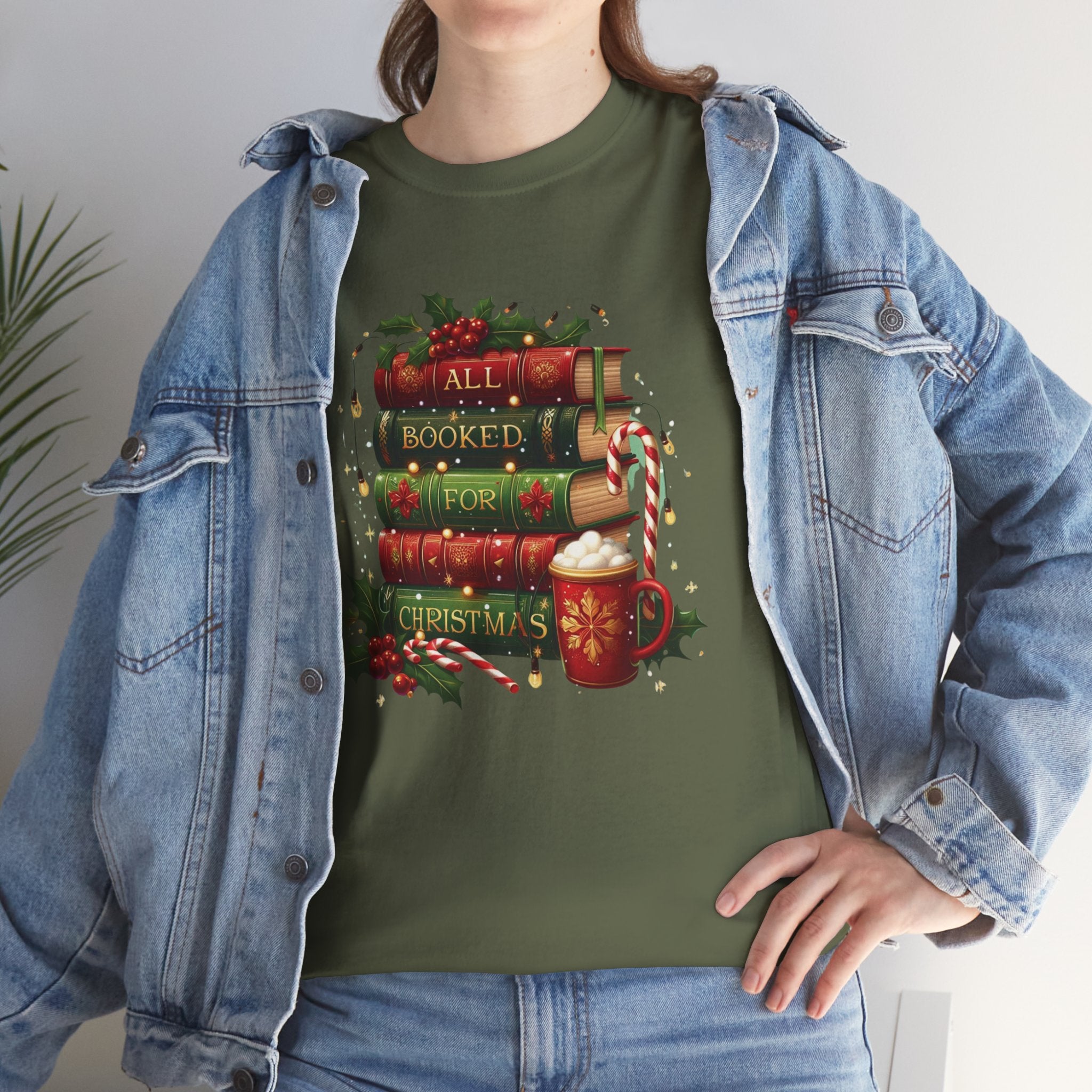 All Booked for Christmas T-Shirt, Holiday Book Lover Tee, Cozy Christmas Reading Gift, Gifts for Ladies