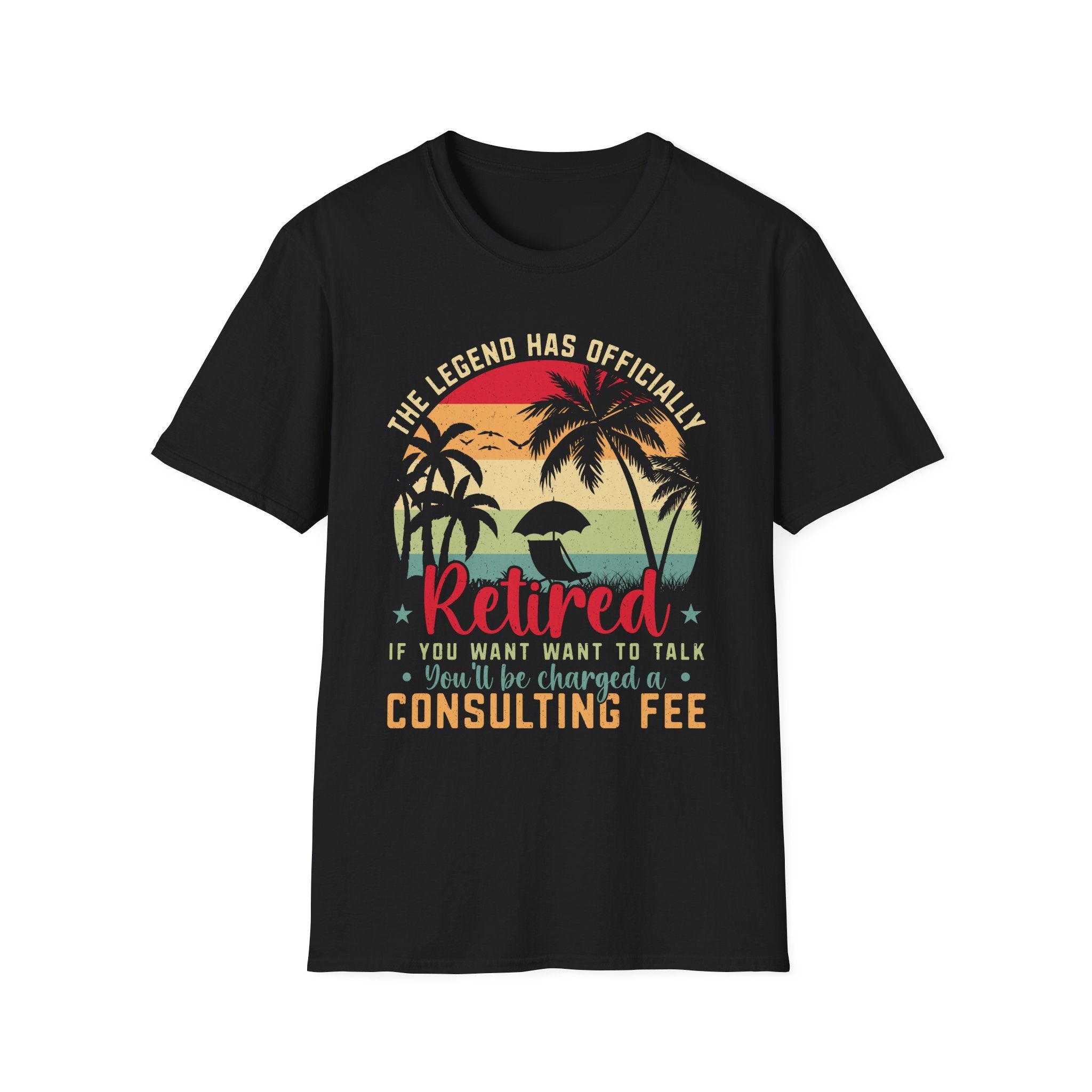 Retirement T-Shirts,  Retired Consulting Fee T-Shirt, Funny Retirement Beach Tee with Palm Trees
