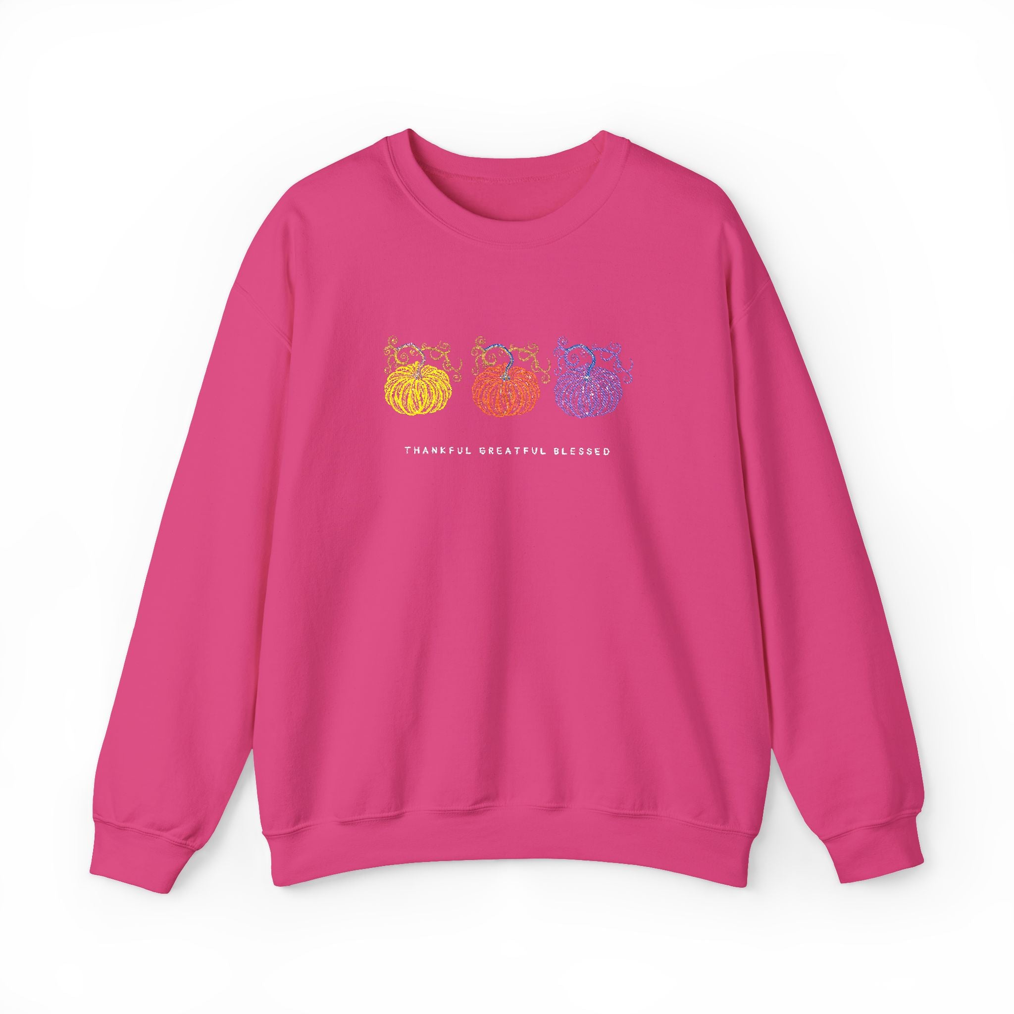 Embriodered Cute Pumpkin Graphic Crewneck Sweatshirt for Cozy Days, Perfect for Gifts, Casual Wear, Holidays & Festivals