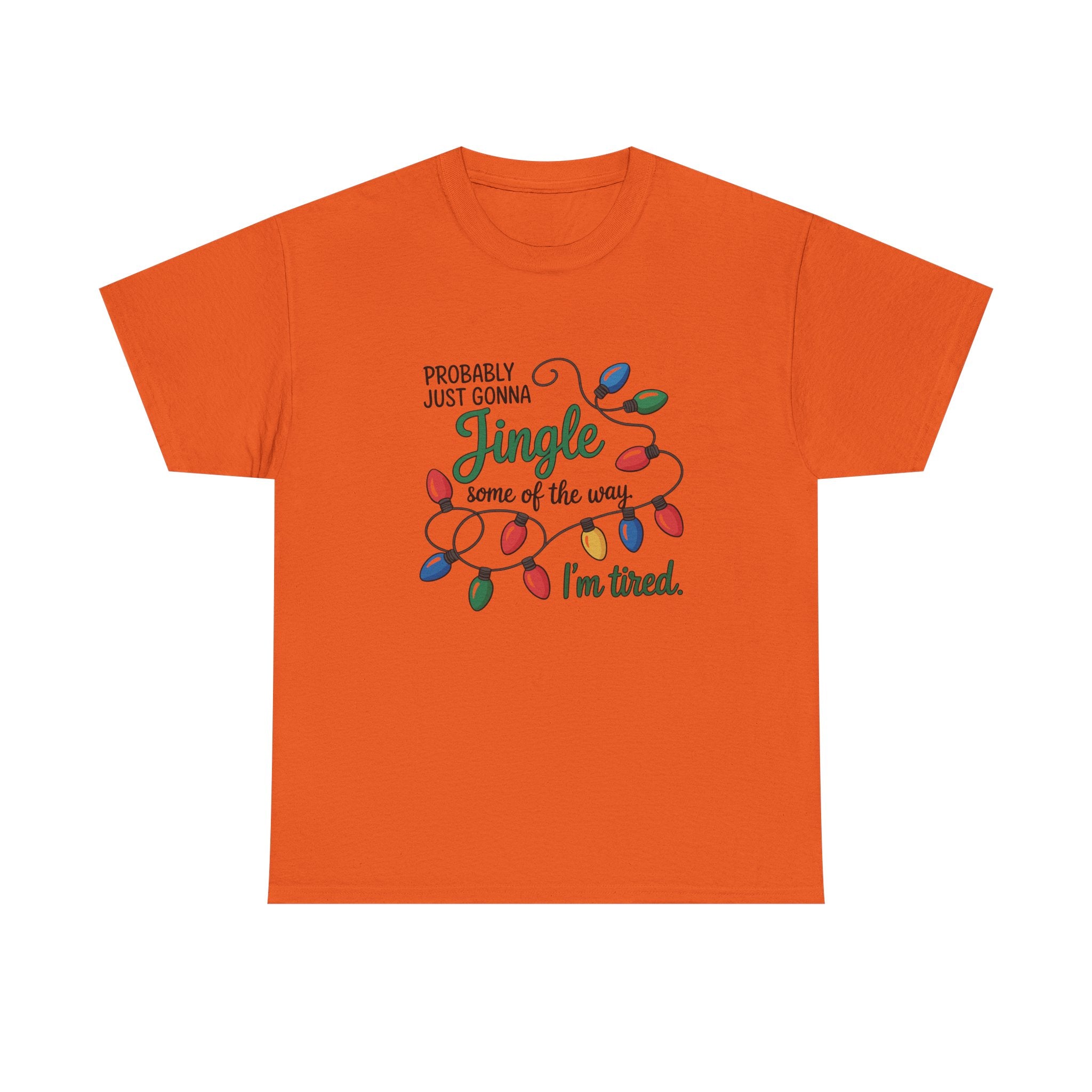 Jingle I’m Tired Christmas Shirt, Funny Holiday Tee, Festive Lights Graphic, Christmas Humor Gift