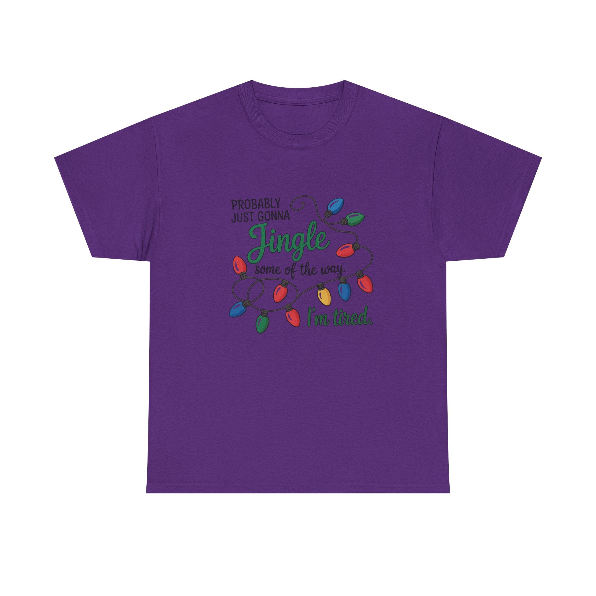 Jingle I’m Tired Christmas Shirt, Funny Holiday Tee, Festive Lights Graphic, Christmas Humor Gift