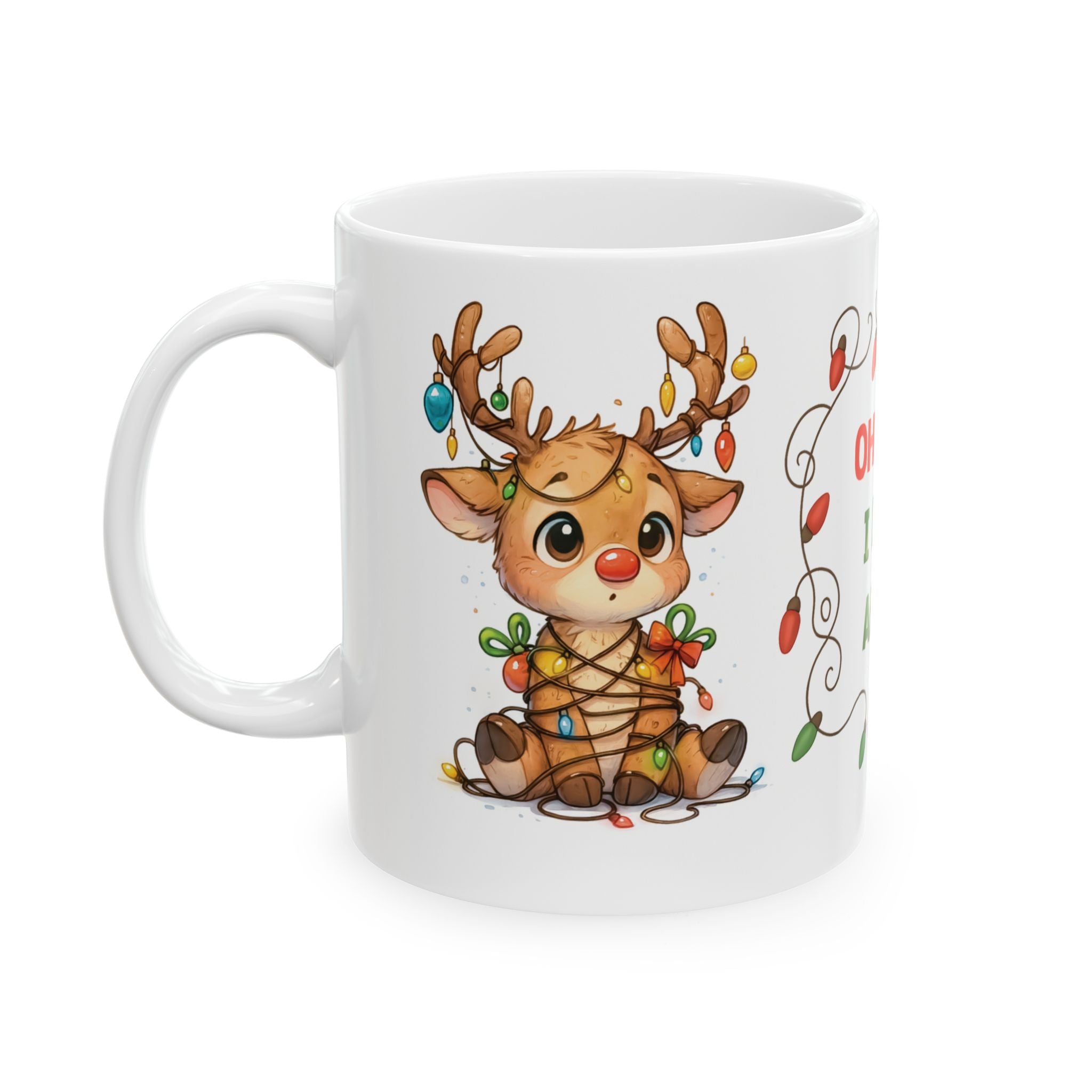Holiday Reindeer Mug — "Oh Deer... I Did It Again" Funny Christmas Coffee Cup (11oz/15oz)