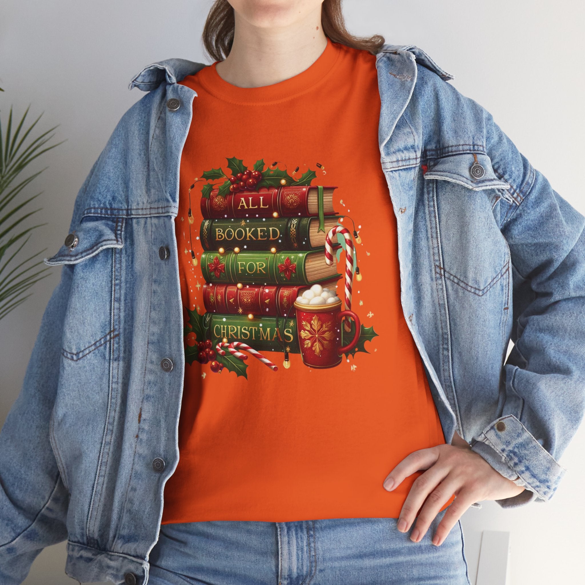 All Booked for Christmas T-Shirt, Holiday Book Lover Tee, Cozy Christmas Reading Gift, Gifts for Ladies